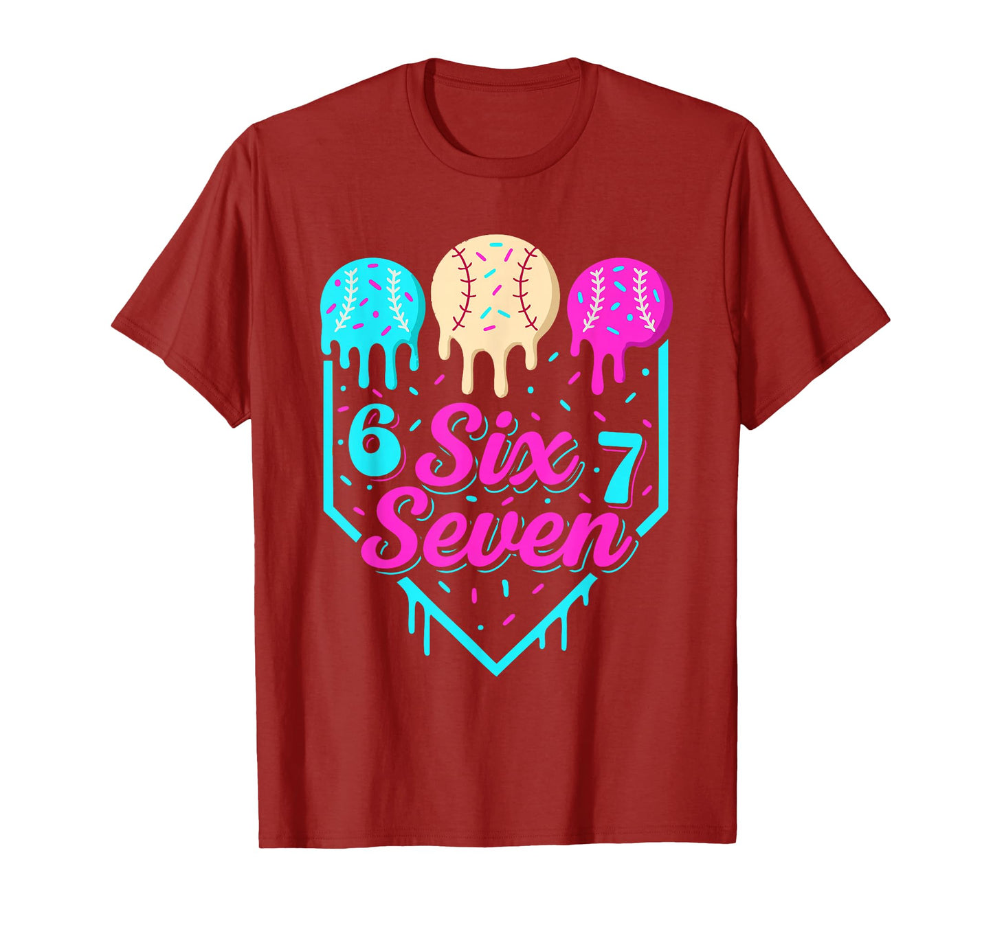 67 Ice Cream Baseball Drip Home Plate Six Seven 6 7 Meme Kid T-Shirt
