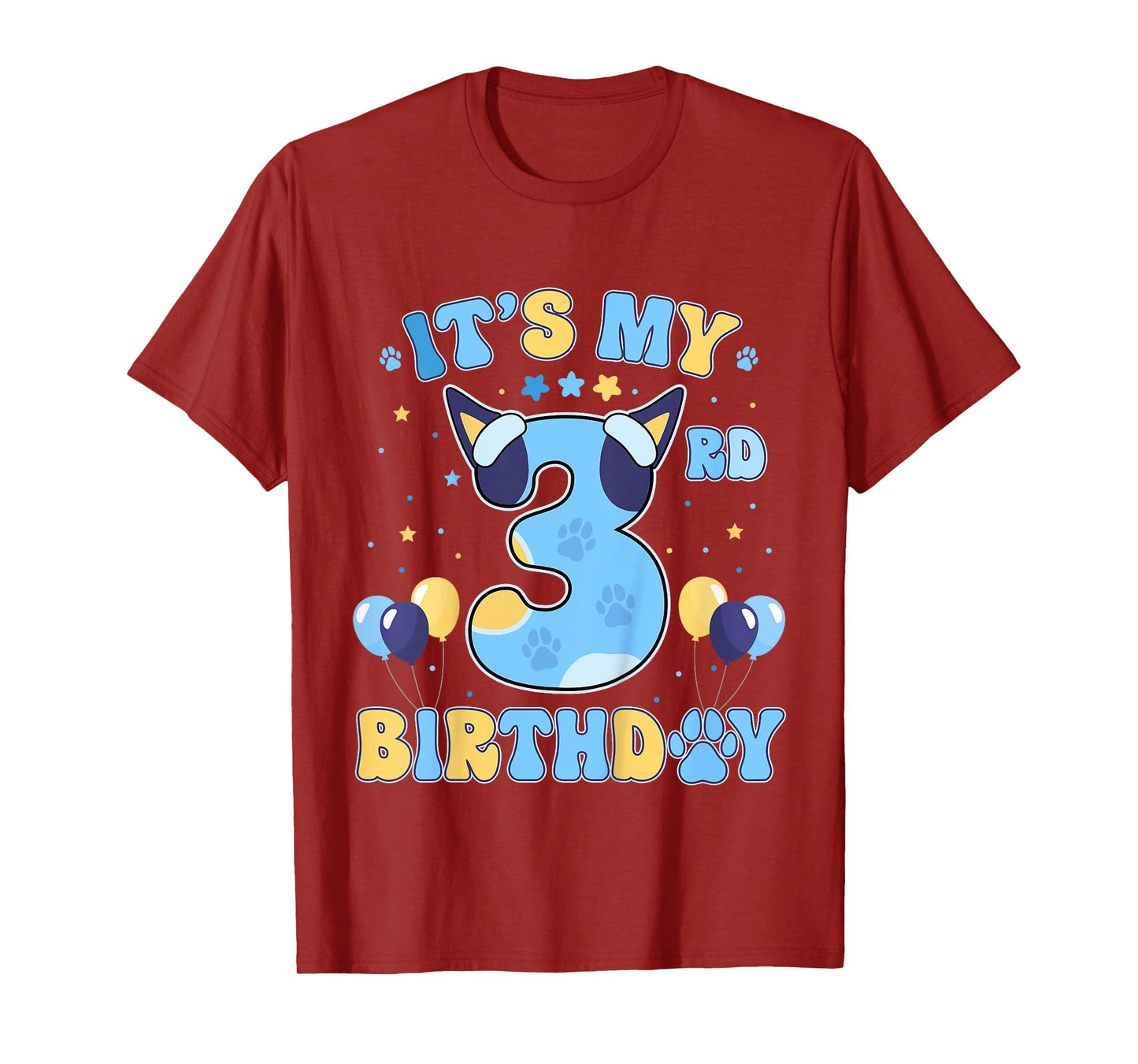 Kids Its my 3rd Birthday Boy Blue Dog Theme Party Cool 3 Year Old T-Shirt