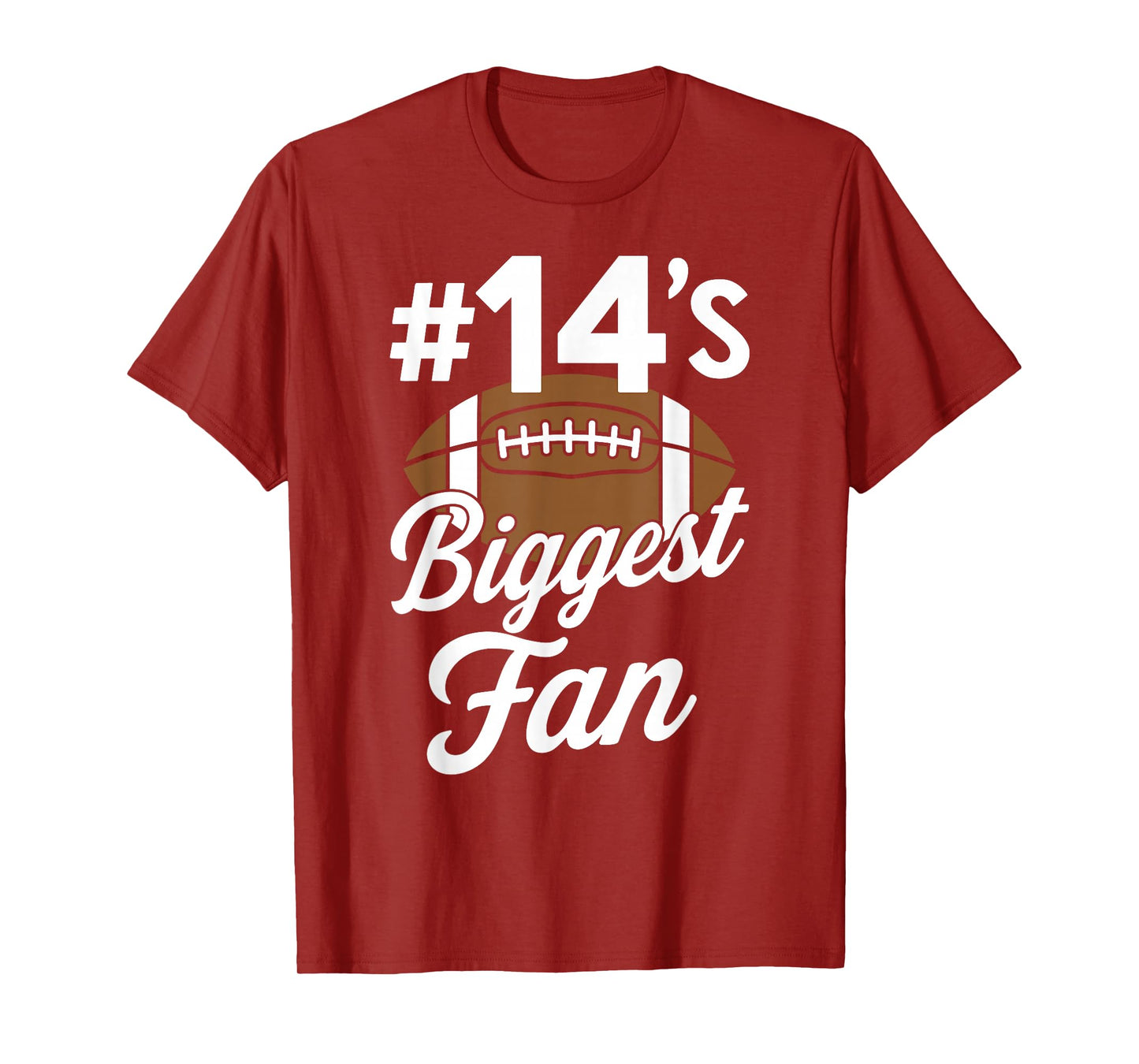 Number 14 Biggest Fan Football Mom Woman Supporter Son Cheer T-Shirt