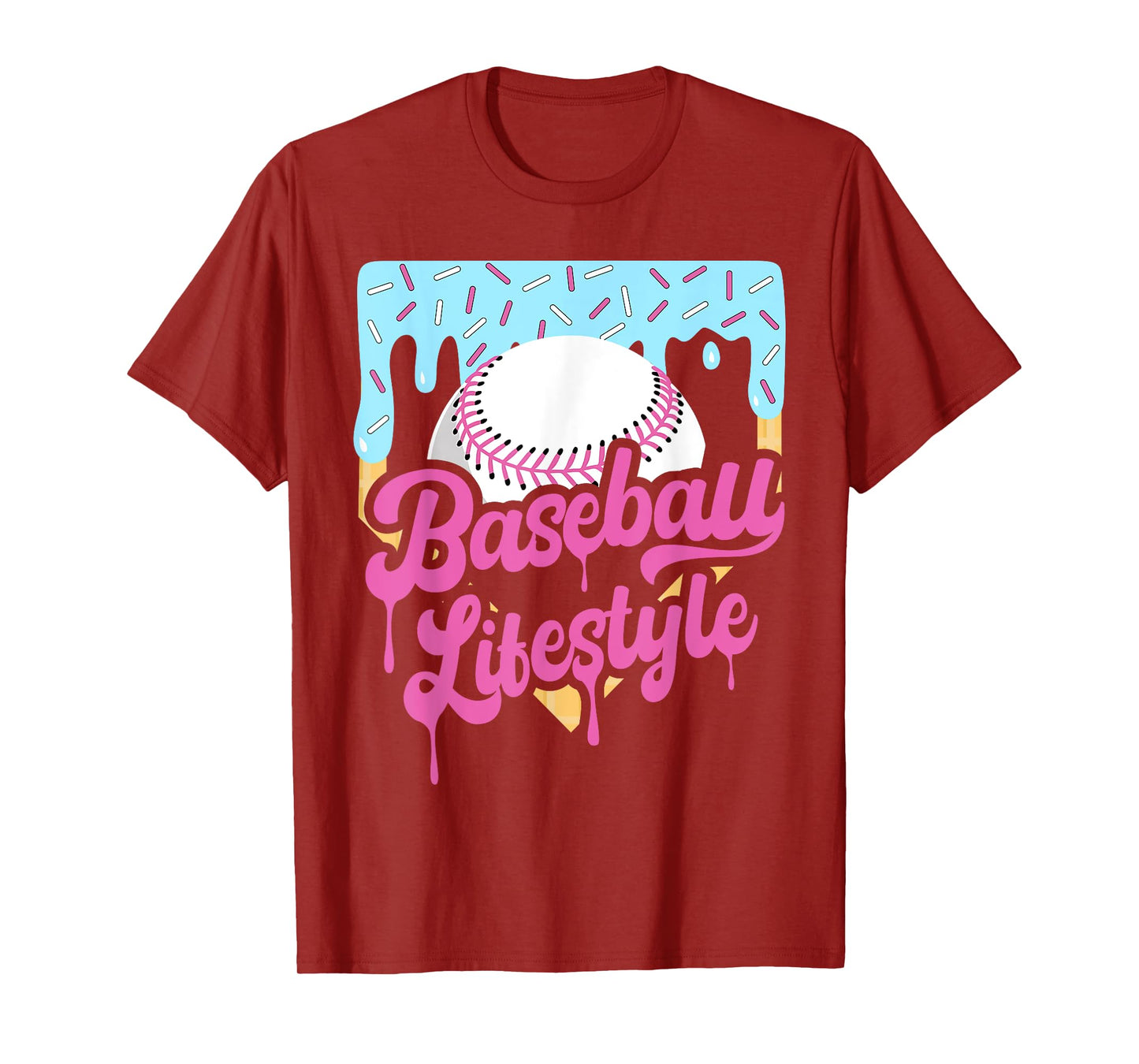 Baseball Lifestyle Home Plate Ice Cream Drip Men Boys Youth T-Shirt