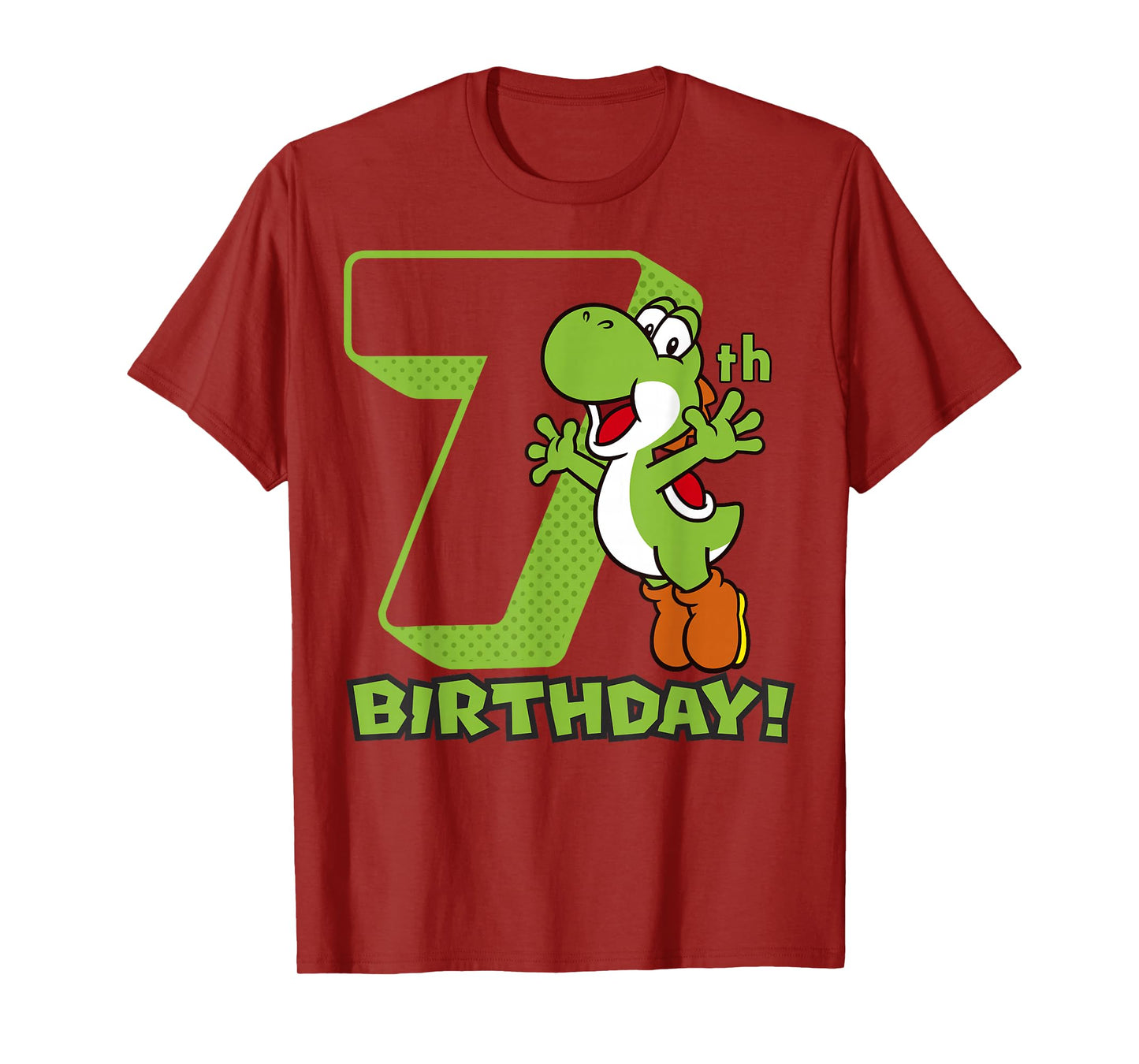 Super Mario Yoshi 7th Birthday Action Portrait T-Shirt