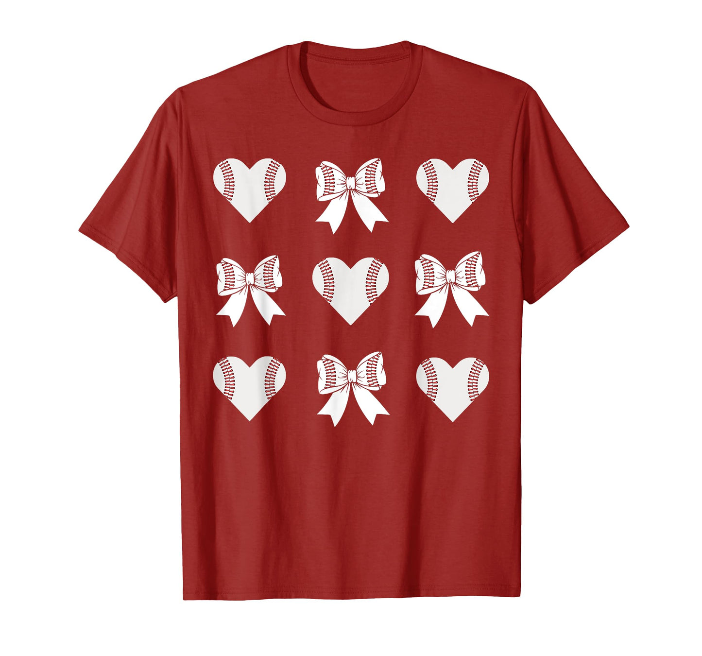 Baseball Mom Heart with Coquette Bow Mother's Day T-Shirt