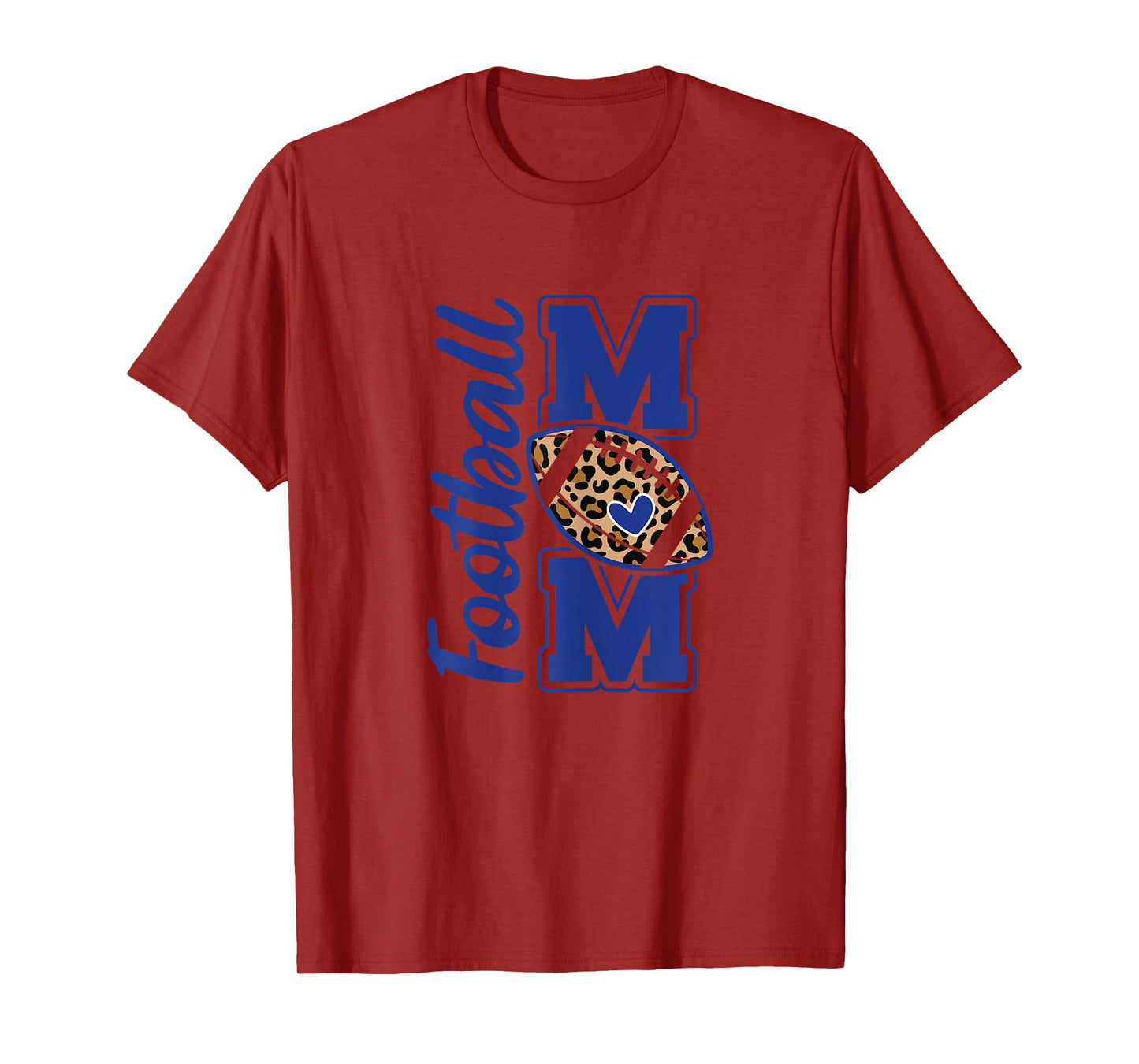 Game Day Leopard White and Blue High School Football Mom T-Shirt