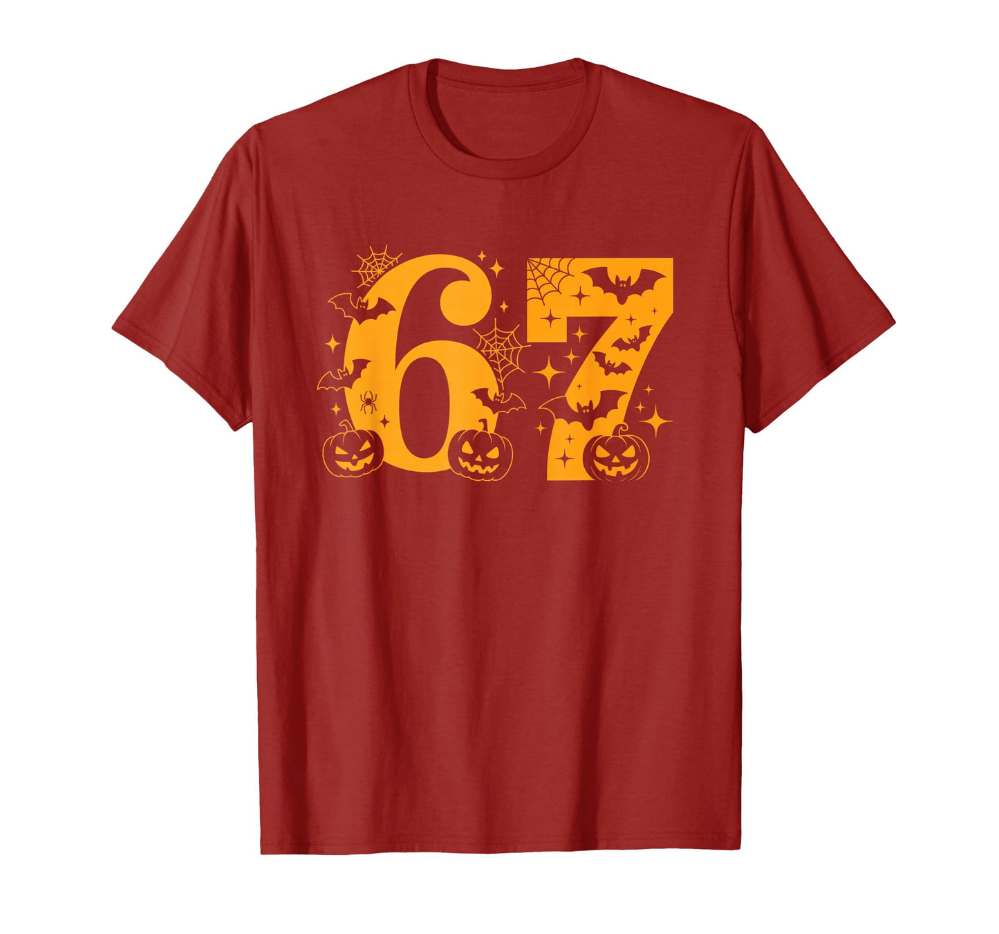 Six Seven Halloween Spooky Scary Fun Bat Pumpkin Spiderweb T-Shirt