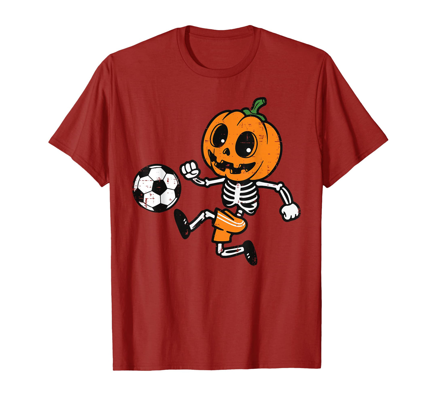 Halloween Pumpkin Skeleton Soccer Football Costume Boys Kids T-Shirt