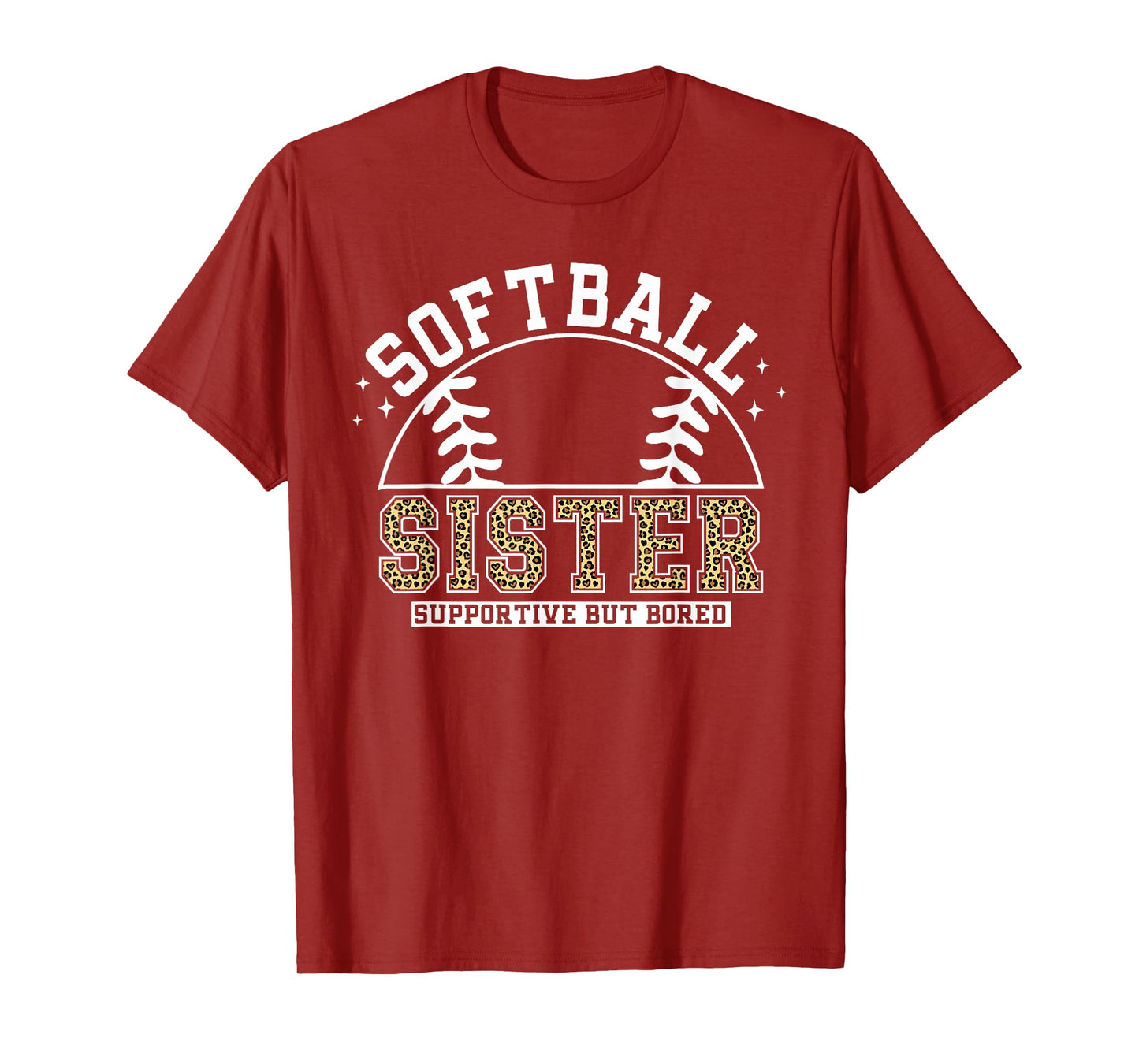 Leopard Softball Sister Supportive But Bored Softball Women T-Shirt