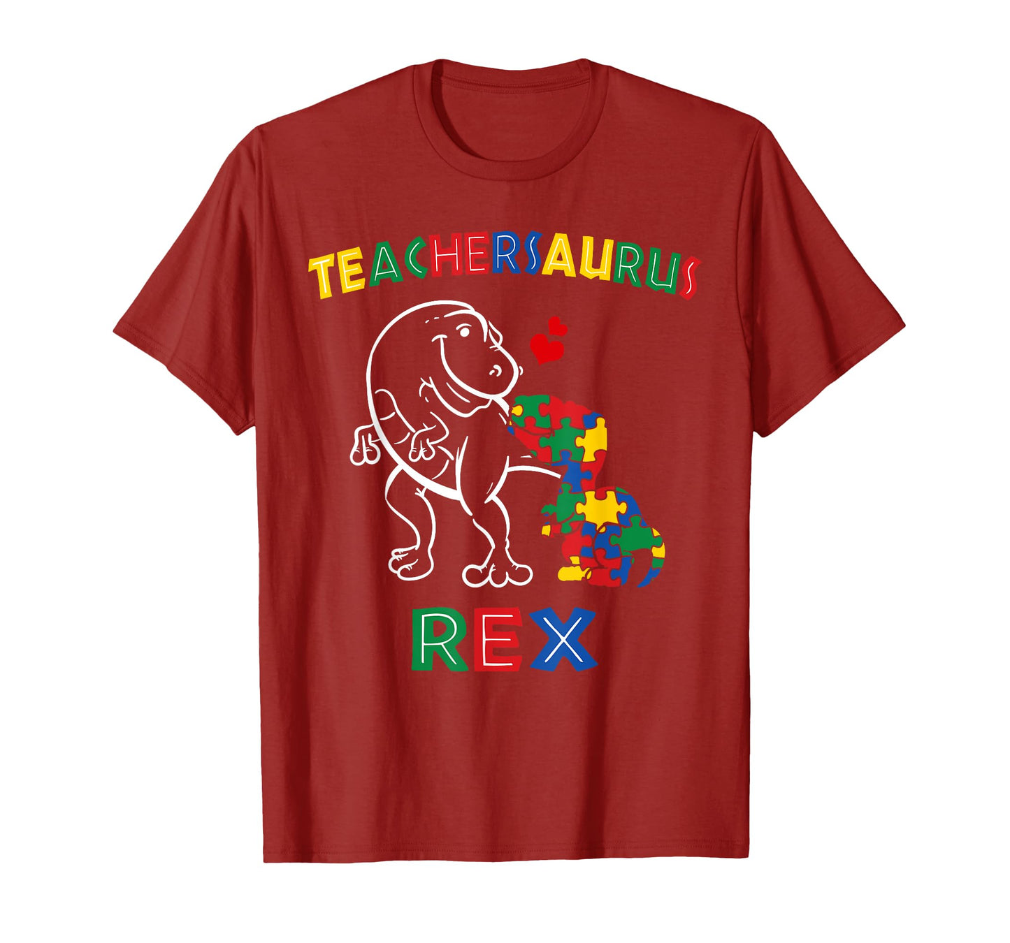 Teachersaurus Rex Autism Teacher Dinosaur Men Women Girls Kids T-Shirt