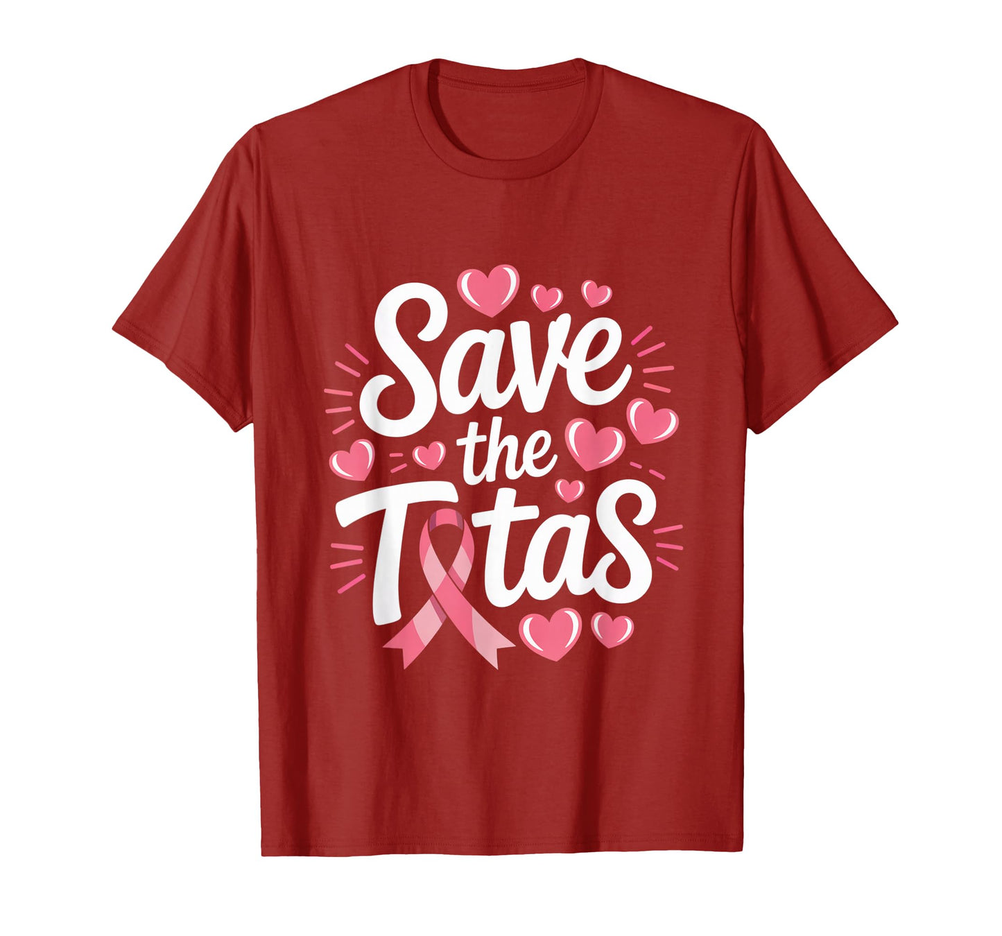Save The Tatas Breast Cancer Fighting Awareness Pink Ribbon T-Shirt