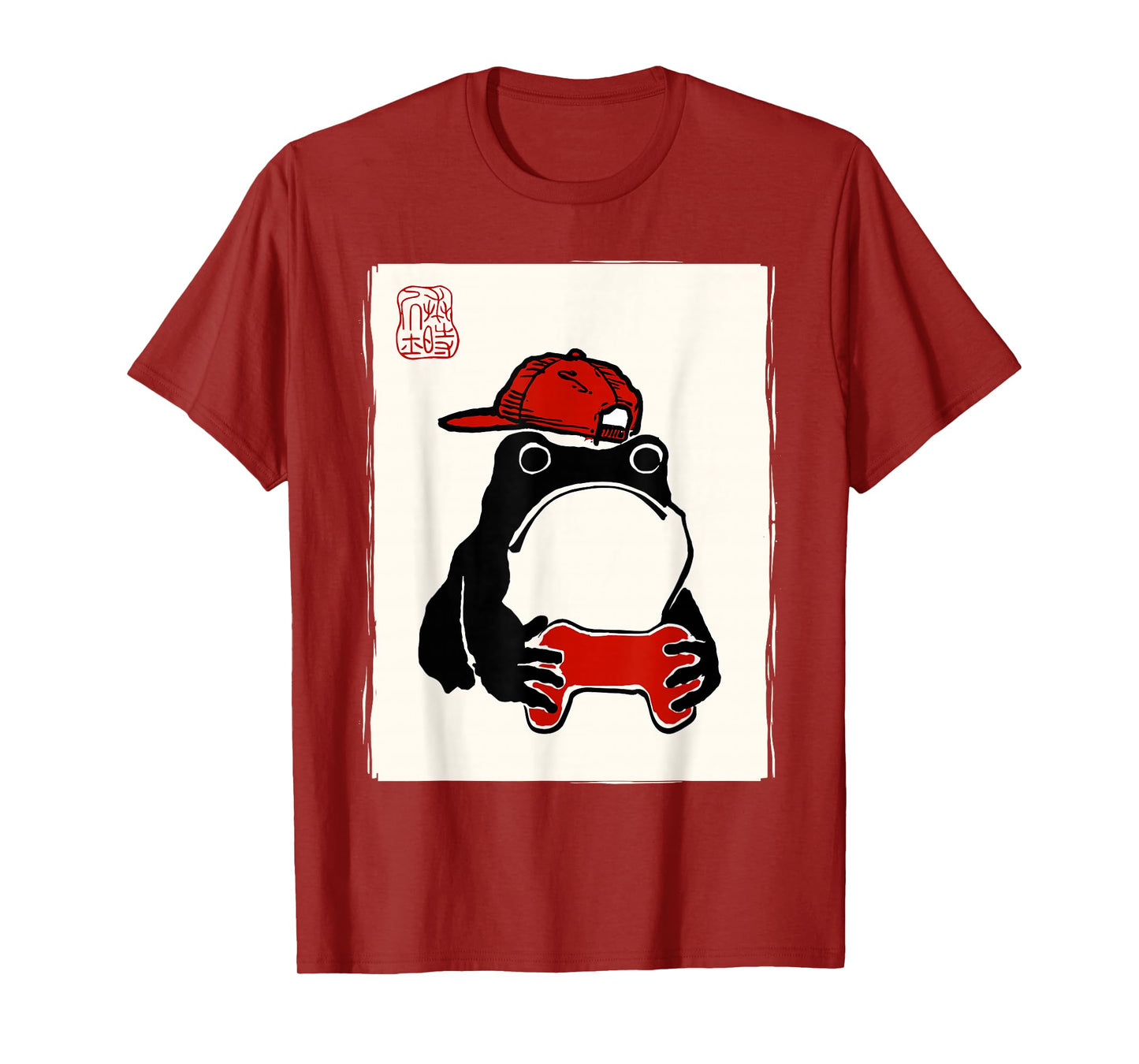 Grumpy Frog Gamer Bruh Ink Painting Japanese Funny Gamer T-Shirt