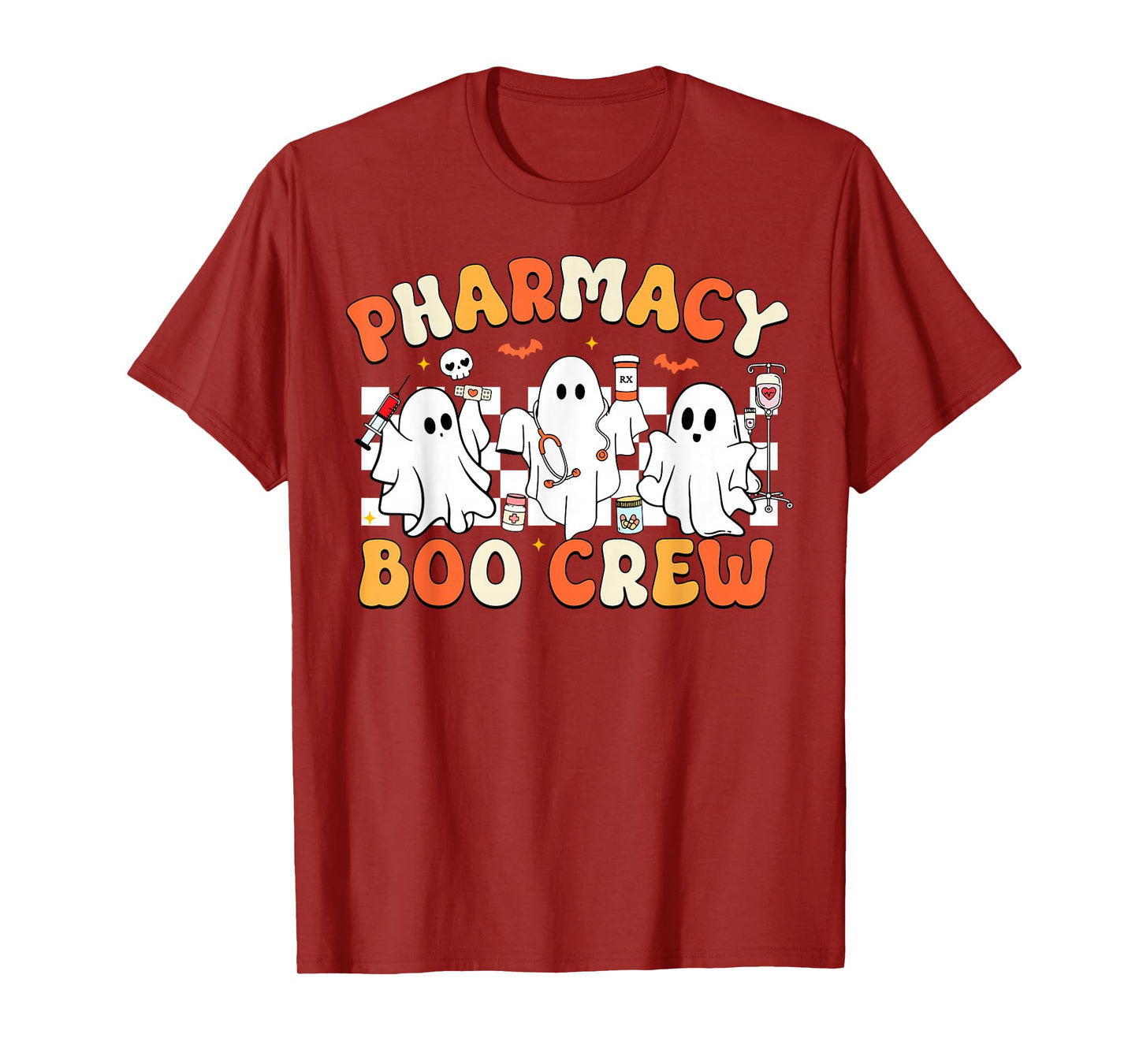Retro Pharmacy Boo Crew Ghost Pharmacist Tech Halloween T-Shirt