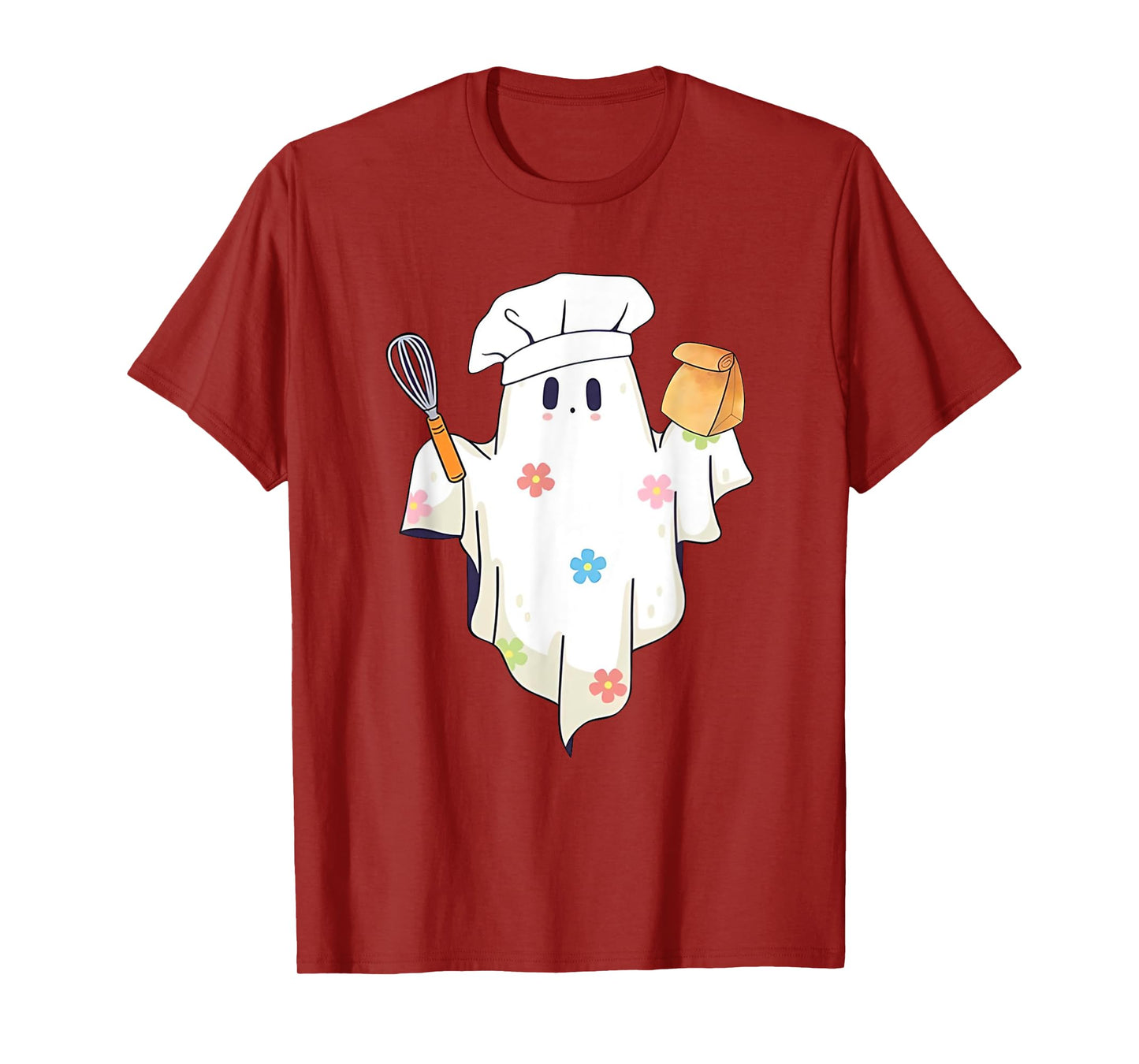 Cute Little Ghost Chef Funny Lunch Lady Cafeteria Costume T-Shirt