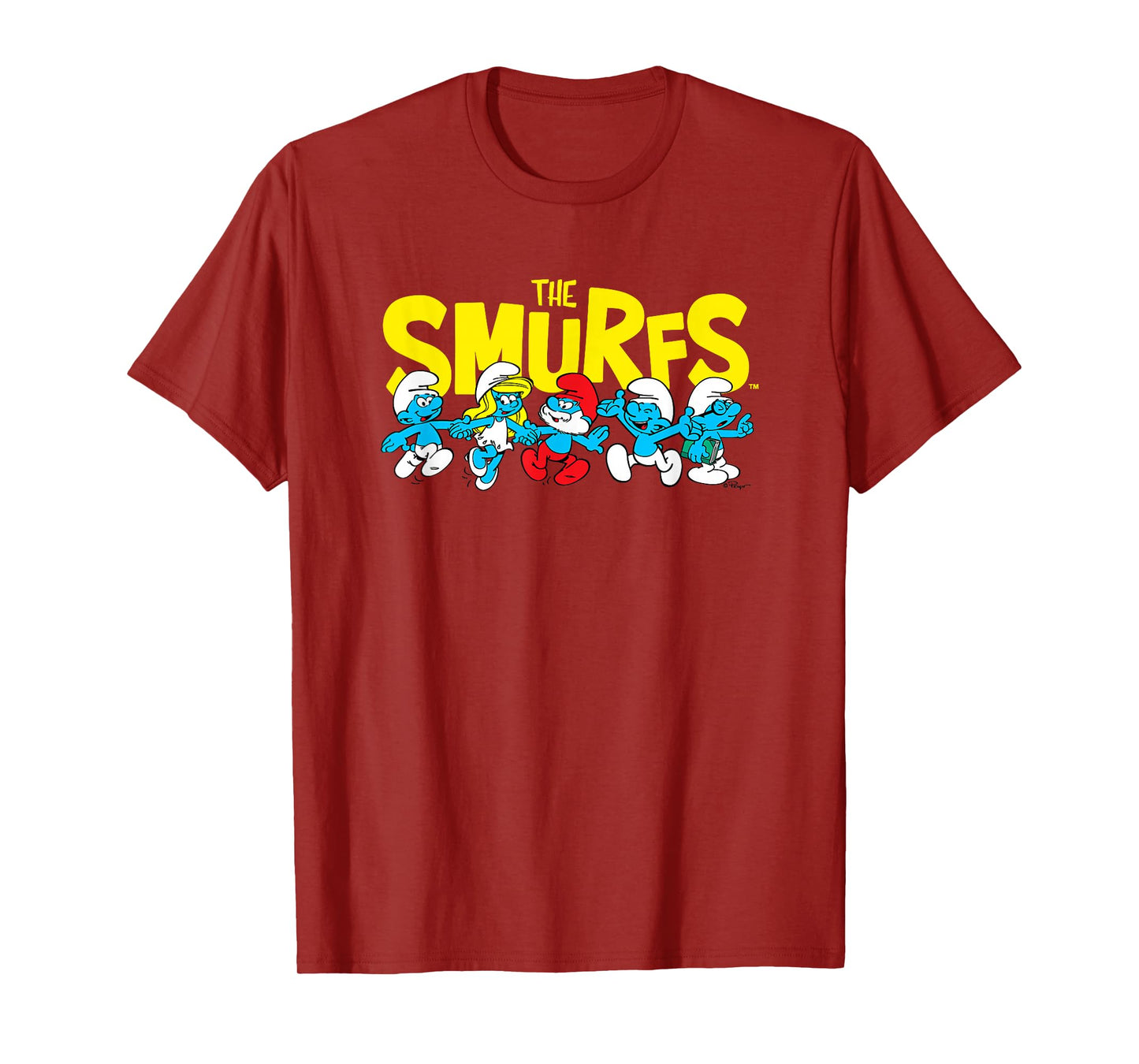The Smurfs Logo with Smurfs Cast Retro Cartoon T-Shirt