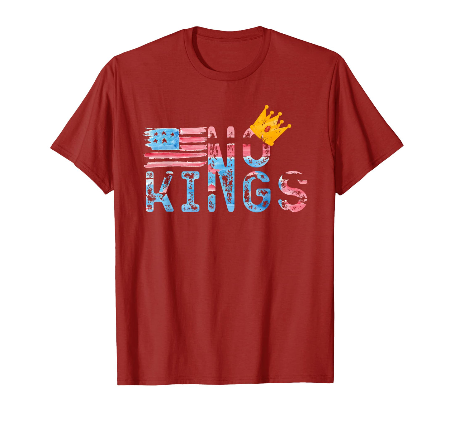No Kings in America US Flag Vintage Women Men Funny T-Shirt