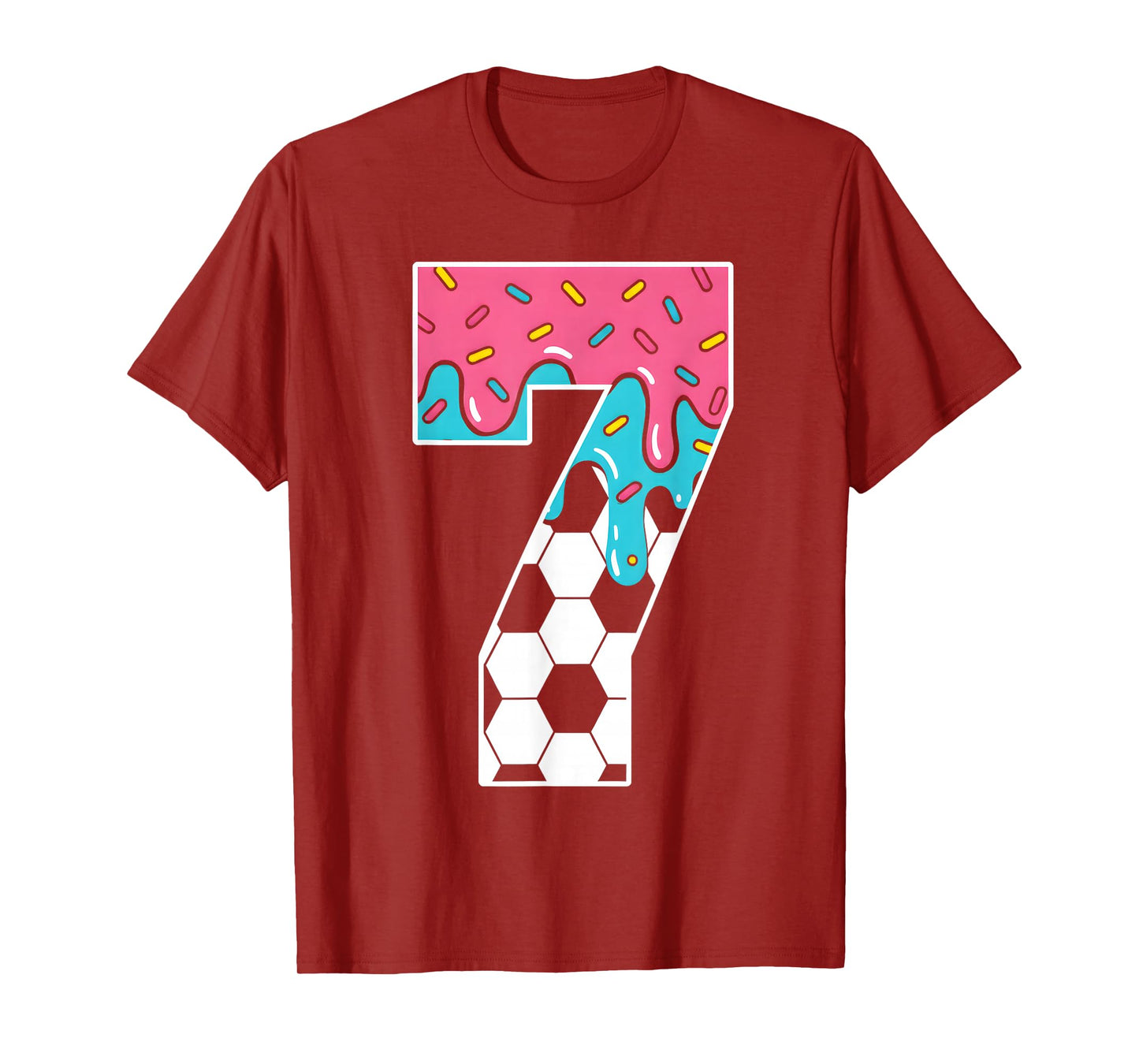 Soccer 7 Year Old Ice Cream Drip Youth 7th Birthday Boy 7 T-Shirt