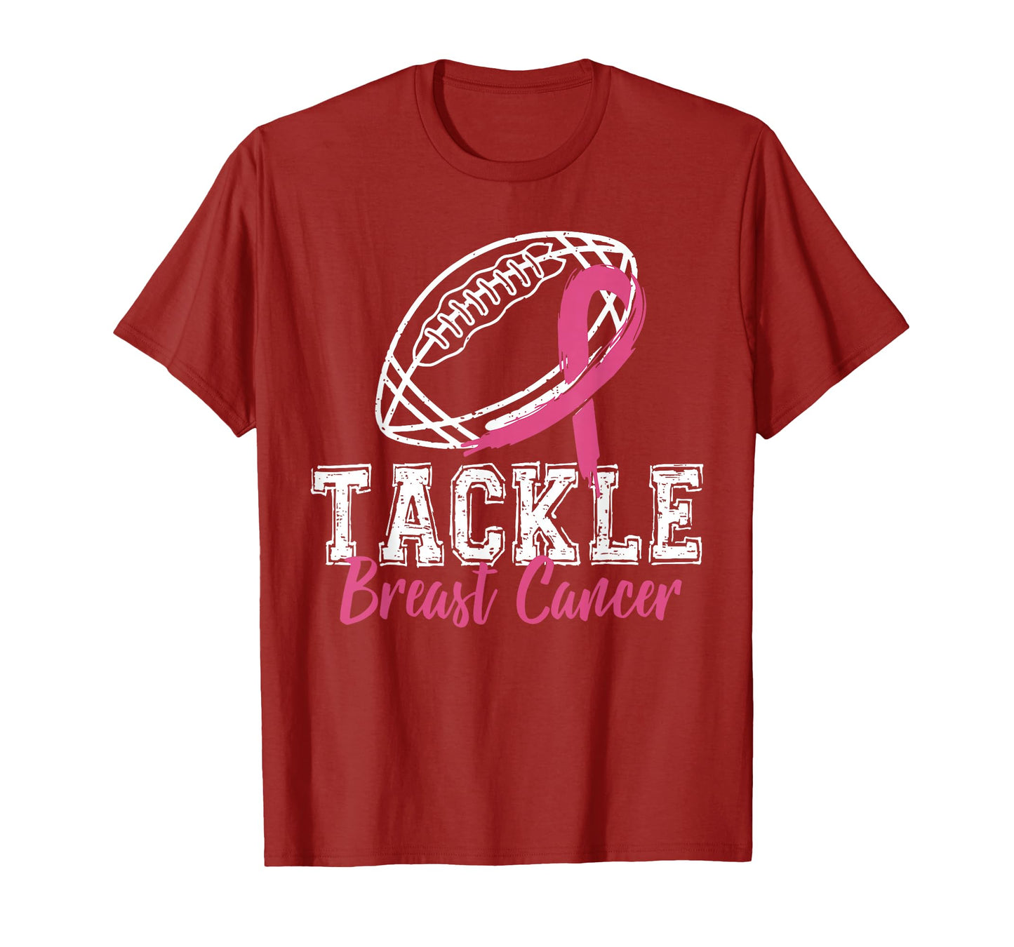 Tackle Breast Cancer Awareness American Football Pink Ribbon T-Shirt