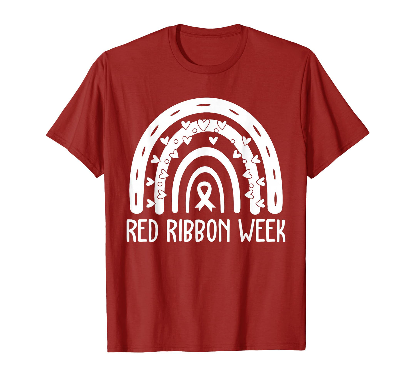 Red Ribbon Week Rainbow Men Women Kids Red Ribbon T-Shirt