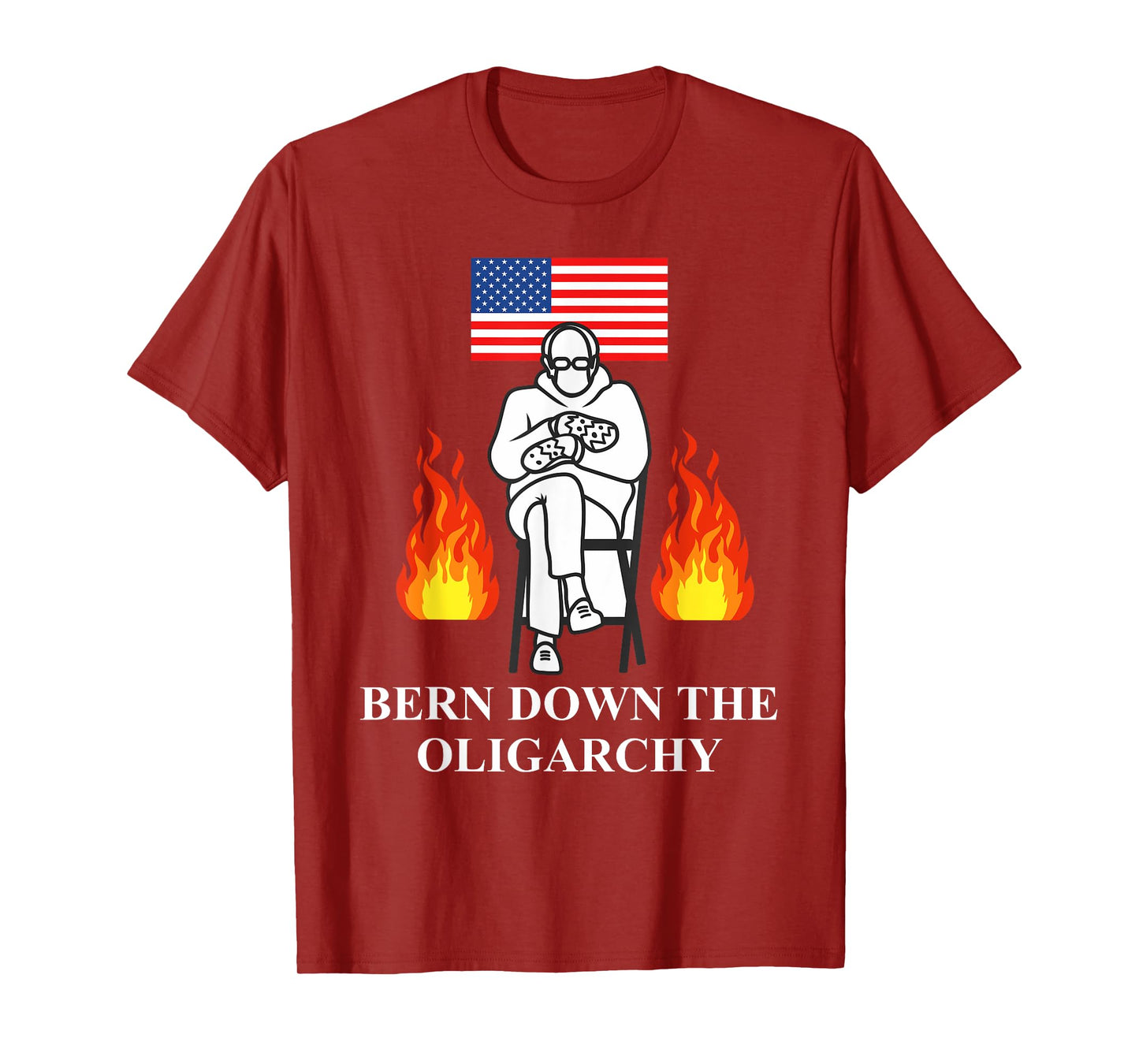 Bern Down the Oligarchy Bernie Fight Oligarchy Flag America T-Shirt