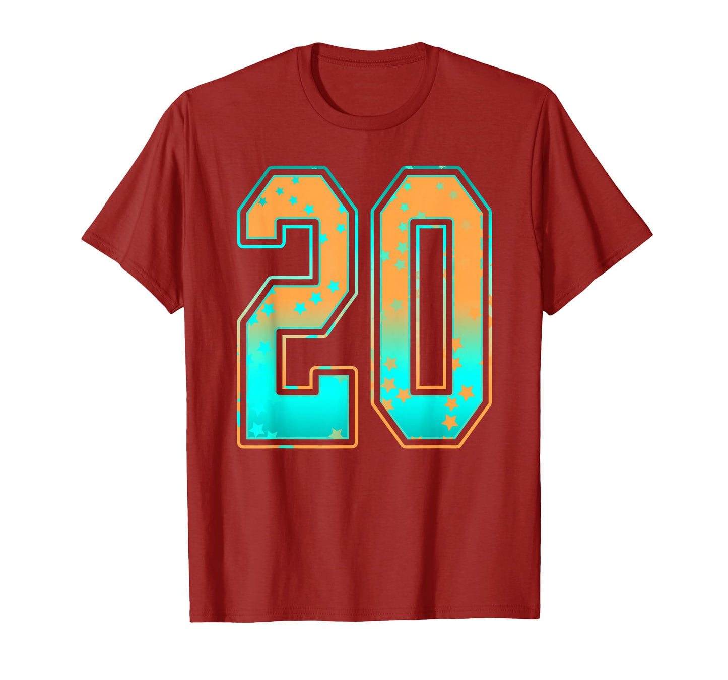 Mint Green Teal Orange Number 20 Jersey Player Uniform #20 T-Shirt