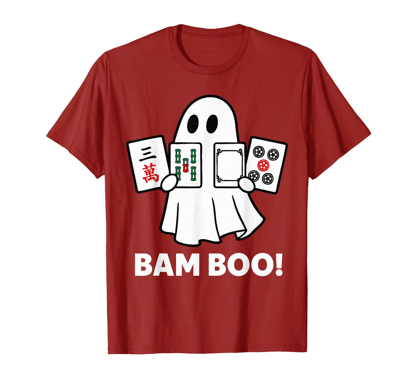 Halloween Ghost Playing Mahjong Spooky Bam Boo Funny Costume T-Shirt