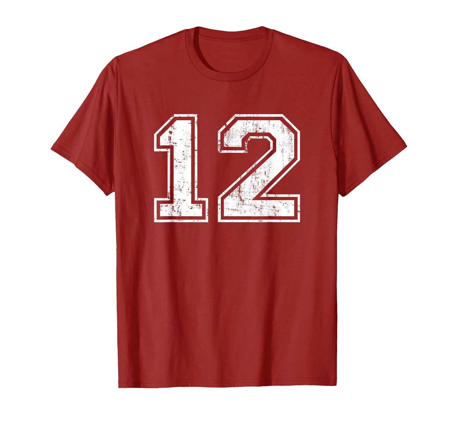 Number 12 Twelve Distressed Vintage Sports Training Practice T-Shirt