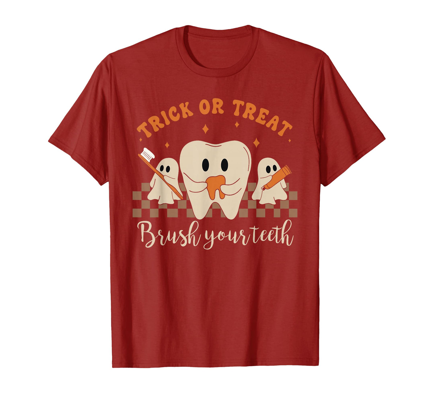 Trick or Treat Brush Your Teeth Cute Halloween Tooth Ghost T-Shirt