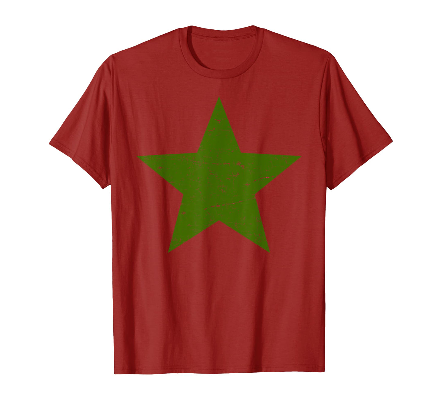 Grunge Alternative Distressed Red Star 90s rock music Green T-Shirt