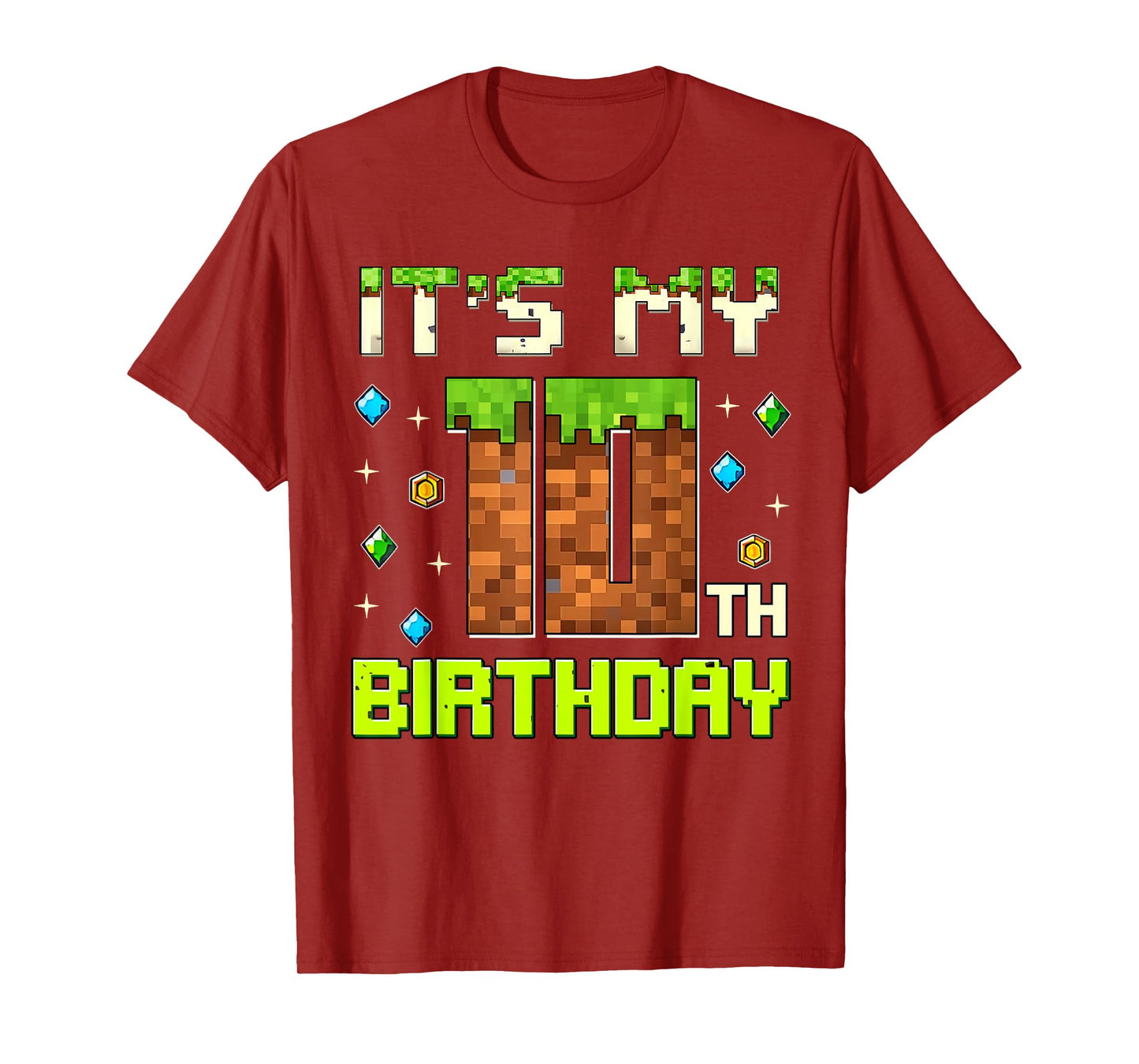 Birthday Boy It's My 10th Birthday Gamer Pixel Number T-Shirt