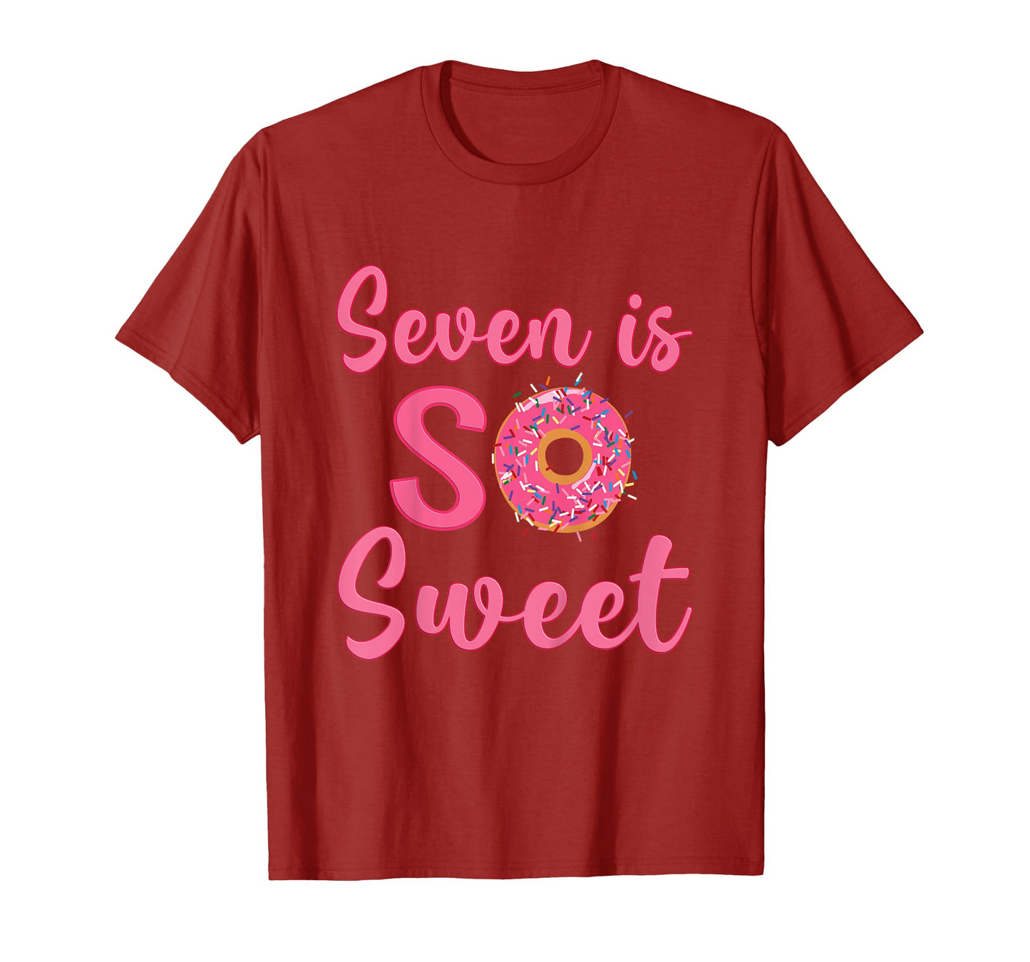 7th Donut Birthday Party Seven Year Old Sweet Girl T-Shirt