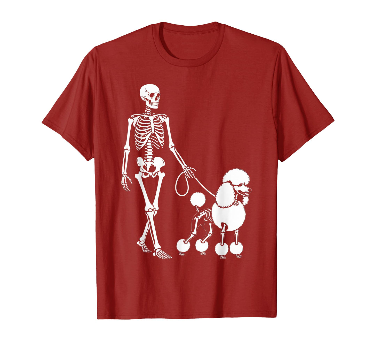 Skeleton Walking Poodle Dog Lovers Halloween Humor T-Shirt