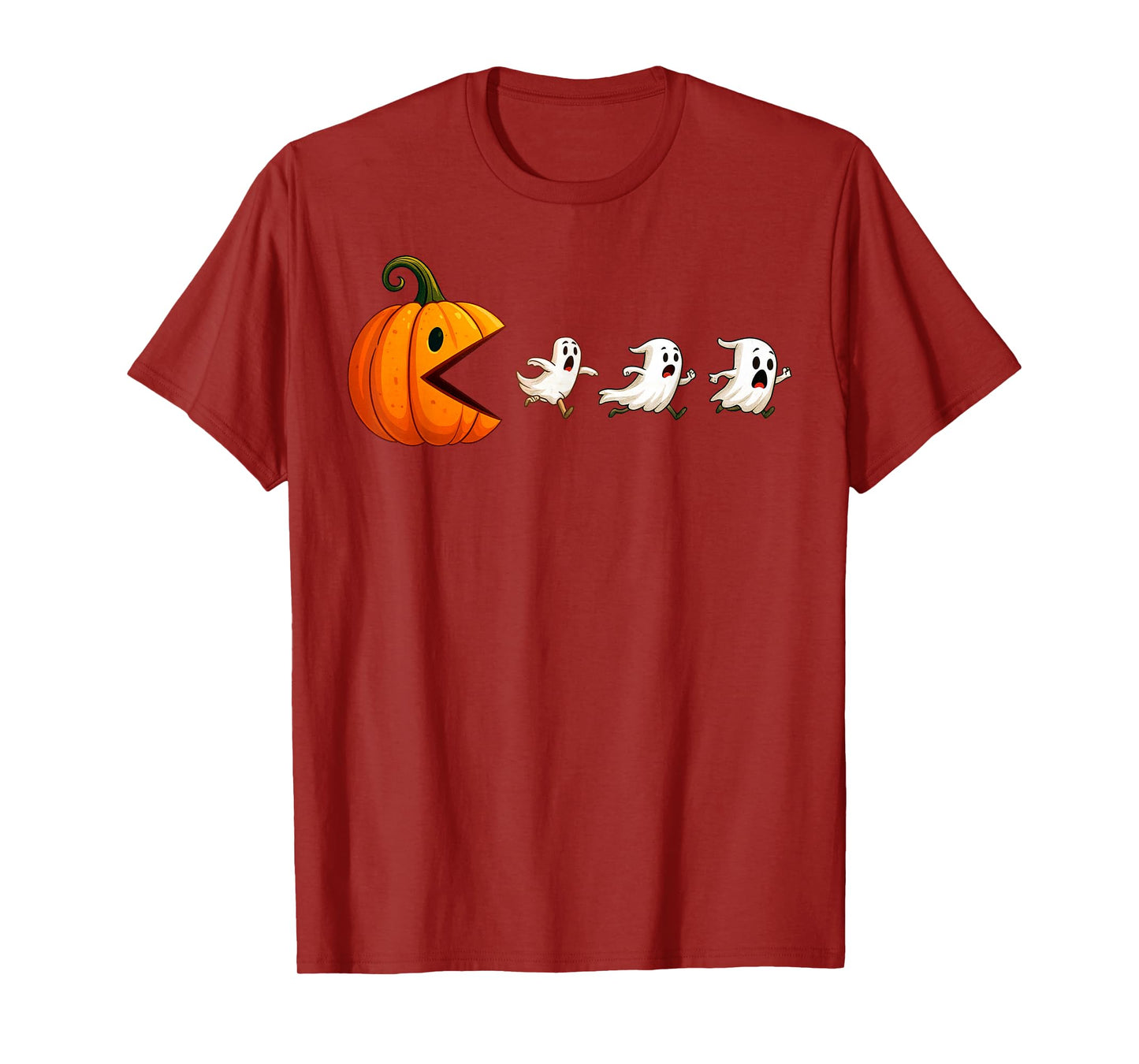 Pumpkin Eating Ghost Halloween Gaming Boys Teen Kids T-Shirt