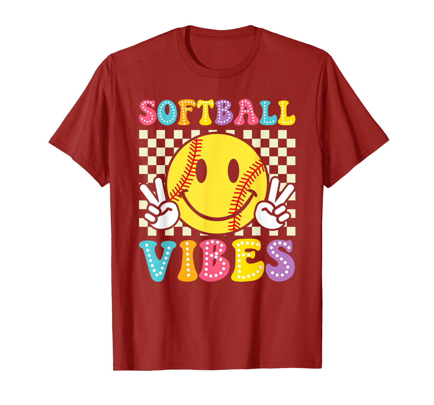 Softball Vibes Softball Retro Groovy Game Day Girls Women T-Shirt