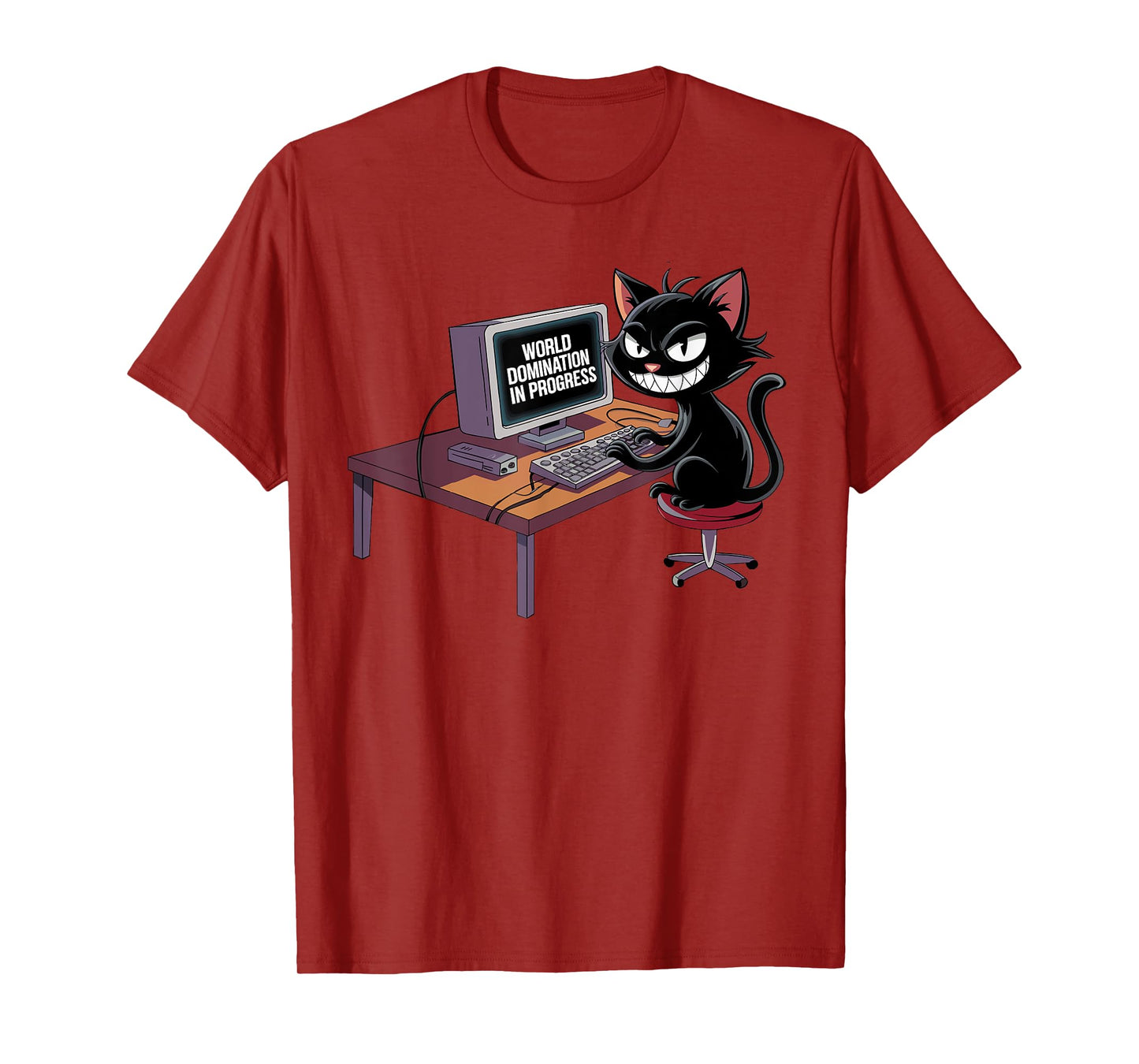 Funny Hacker Black Cat World Domination Computer Geek T-Shirt