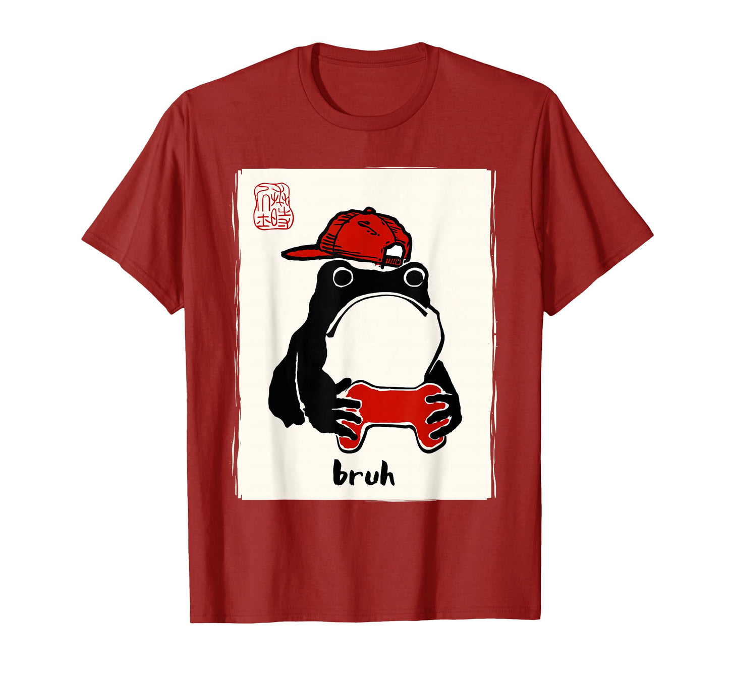 Grumpy Frog Gamer Bruh Ink Painting Japanese Funny Gamer T-Shirt