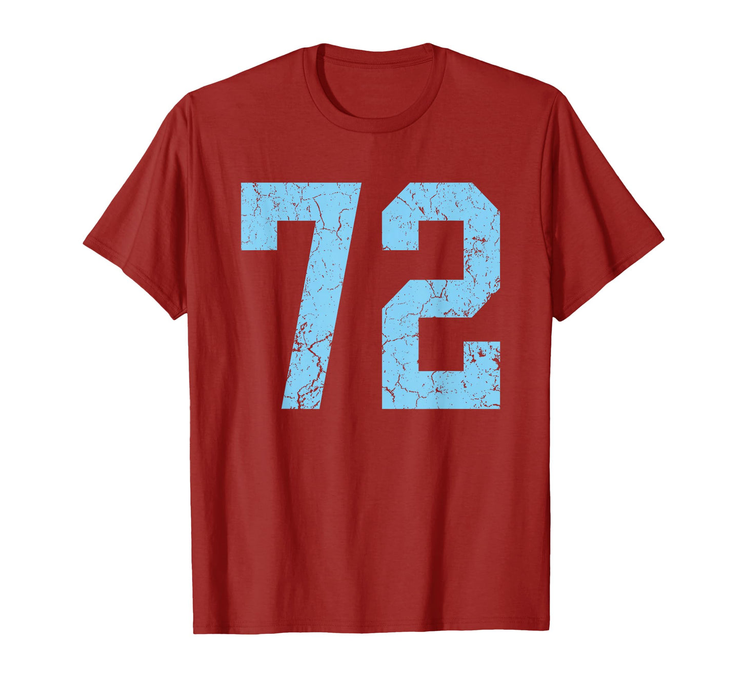 Distressed Baby Blue Number 72 Jersey Player Uniform #72 T-Shirt
