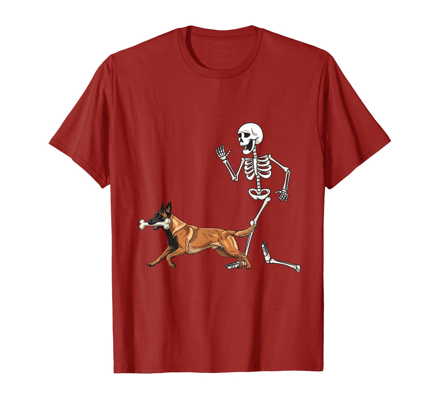 Funny Halloween Belgian Malinois and Skeleton T-Shirt