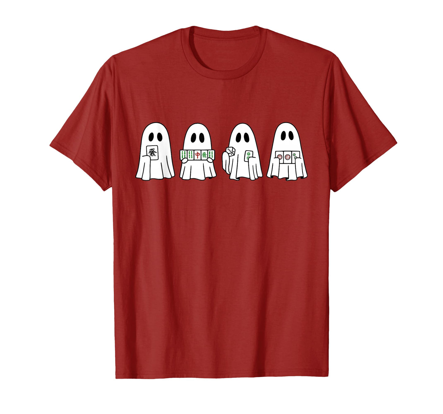 Halloween Ghost Playing Mahjong Spooky Season Game Day Fall T-Shirt