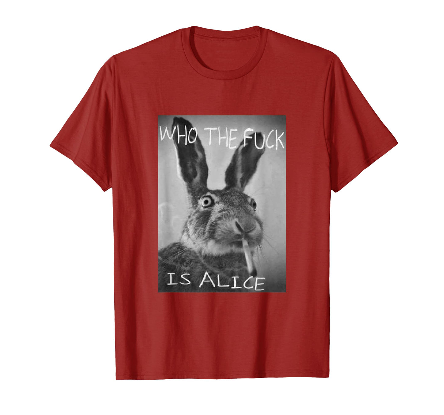#snirt Funny Rabbit on T-Shirt Who is Alice? Cool Hoodie T-Shirt