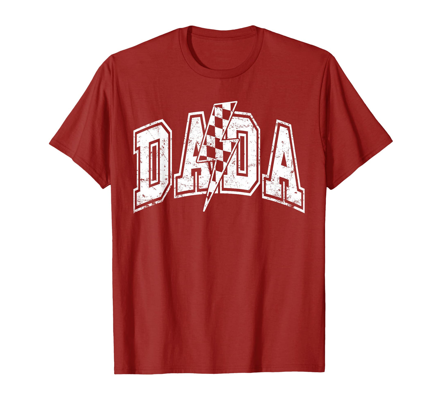 Dada Lightning Bolt Checkered Varsity Dad Men Father's Day T-Shirt