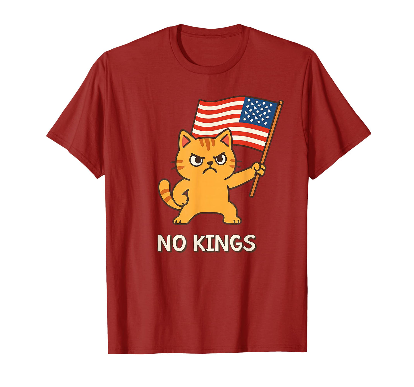 American Flag Upside Down Cat No Kings T-Shirt