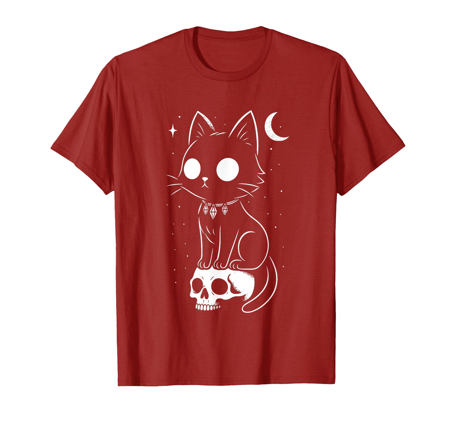 Cat Kitty Skull Creepy Cute Kawaii Goth Witchy Alt Halloween T-Shirt