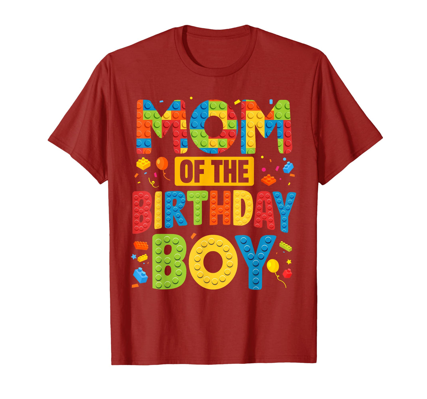 Mom Of The Birthday Boy Shirt Building Block Birthday Party T-Shirt