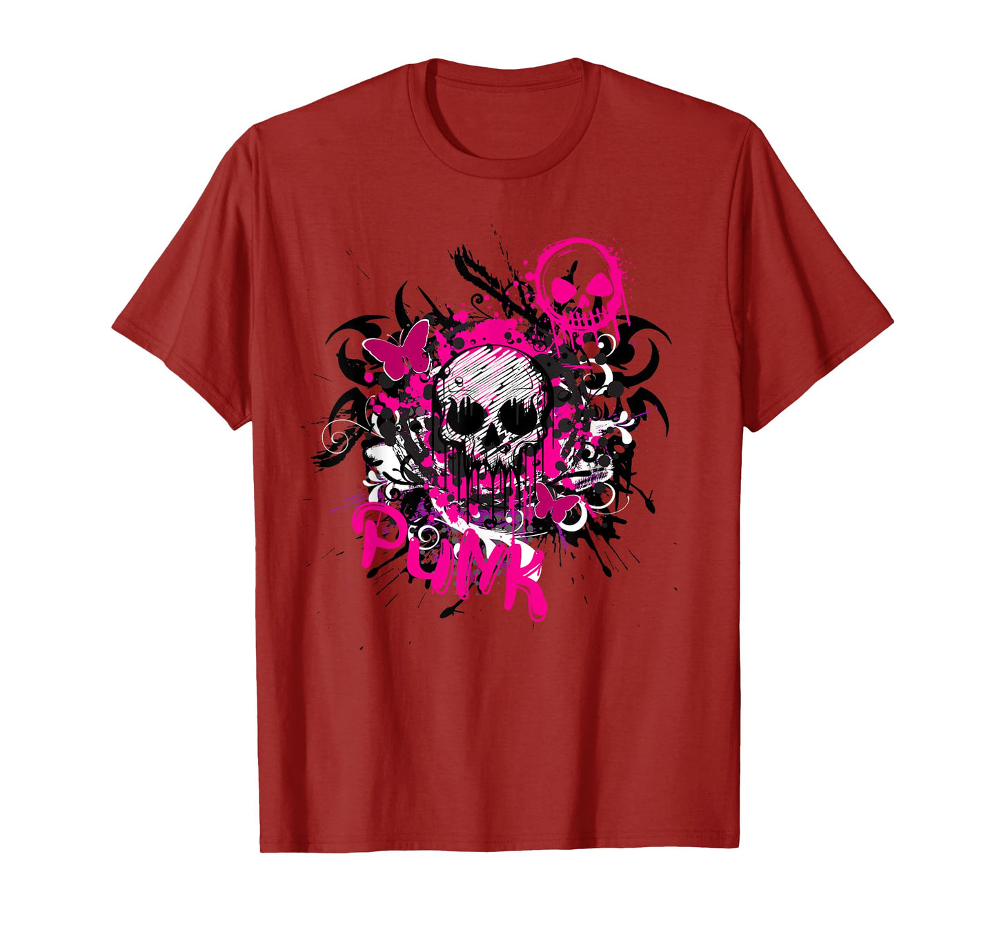 Pink skull y2k 2000s emo punk rock scene kid goth graphic T-Shirt