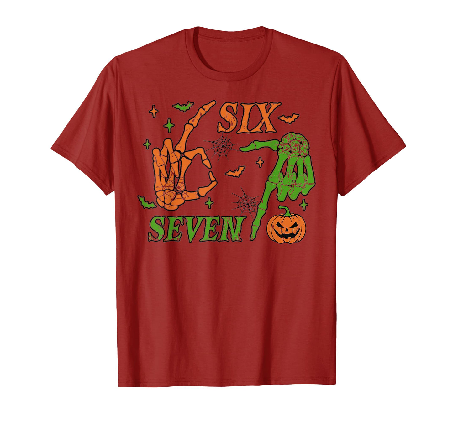 Funny Six Seven Skeleton Hands Meme Halloween Design T-Shirt