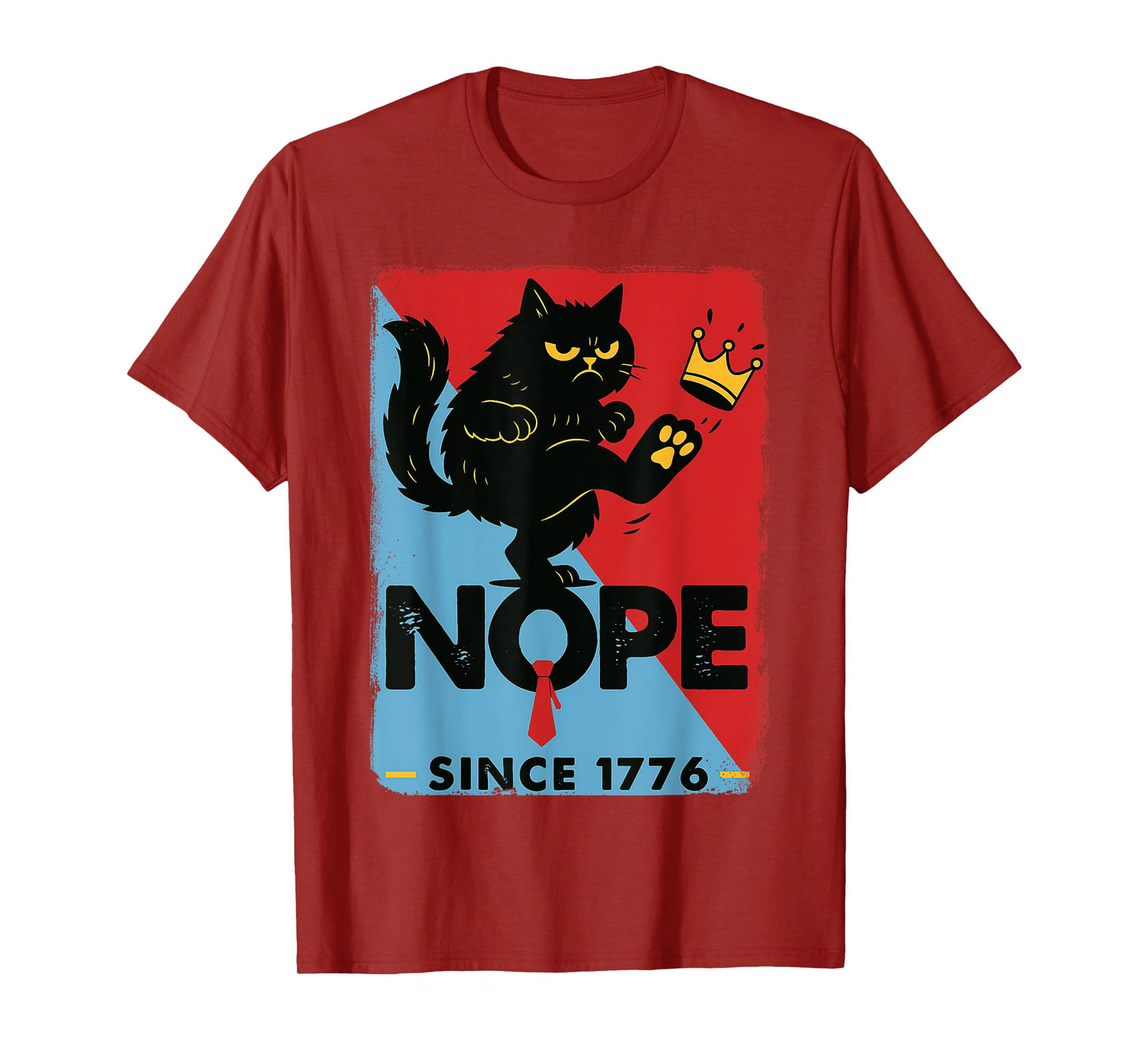 No Kings Cat Kicking Crown Protest Graphic Since 1776 T-Shirt