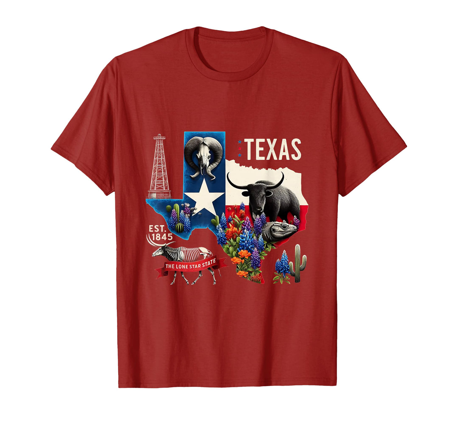 Retro Vibes Texas USA Bull American T-Shirt