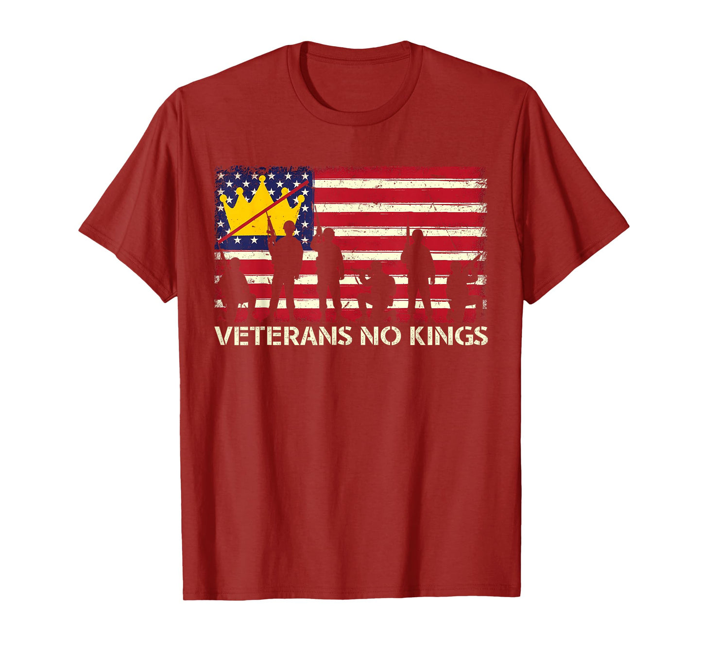 Veterans No Kings Vintage America Flag Veterans T-Shirt