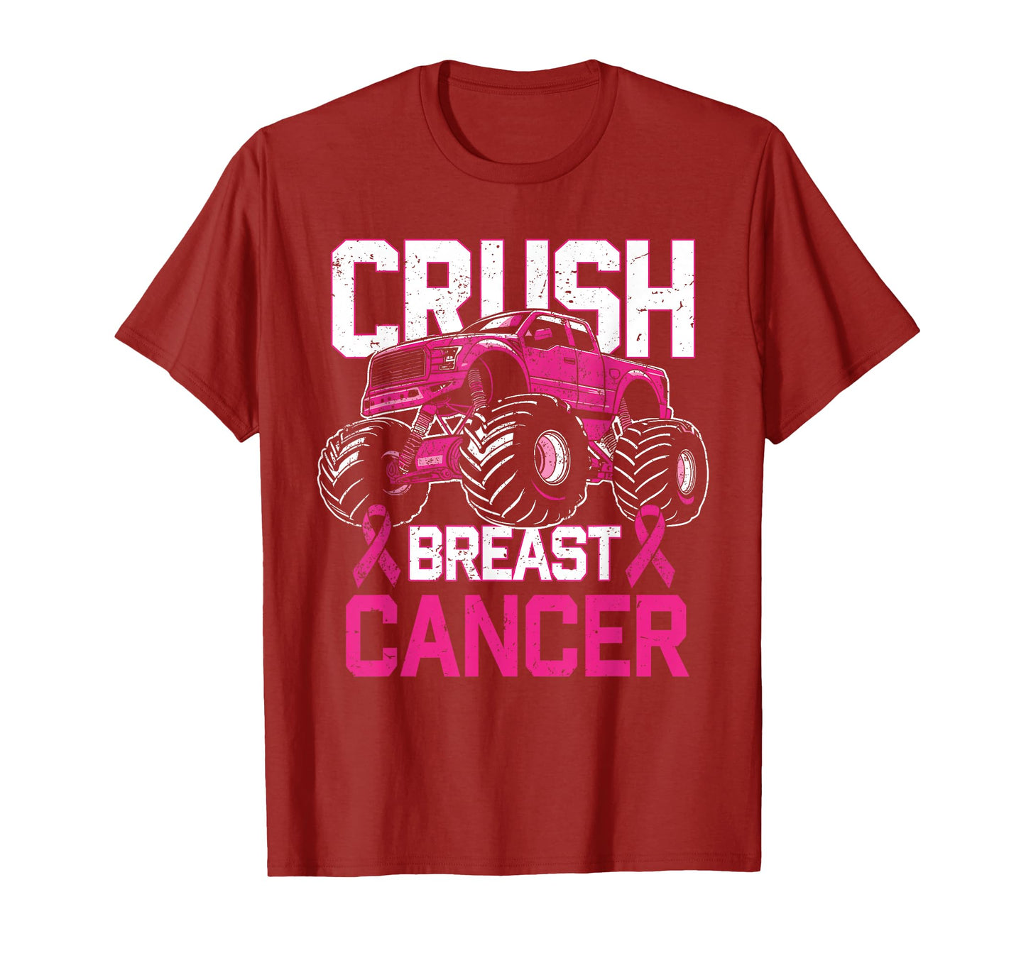 Crush Breast Cancer Awareness Monster Truck Toddler Boy Kids T-Shirt