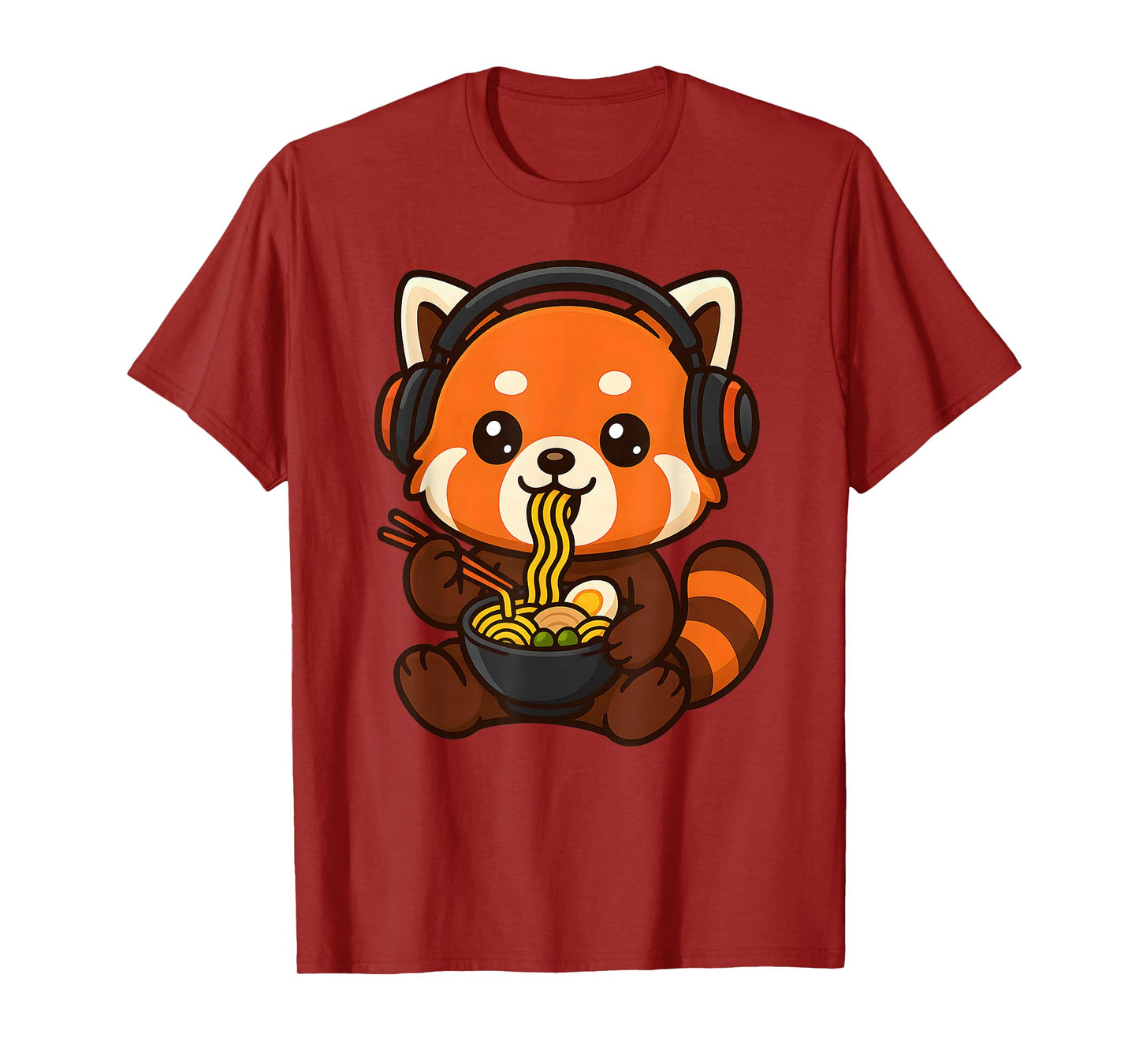 Red Panda Gaming Gamer Eating Ramen T-Shirt