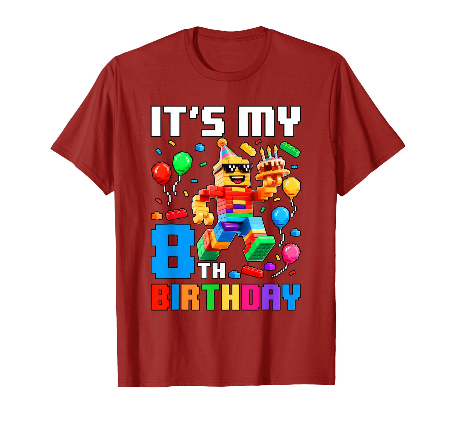 It's My 8th Birthday Building Brick 8 Years Old Boys Kids T-Shirt