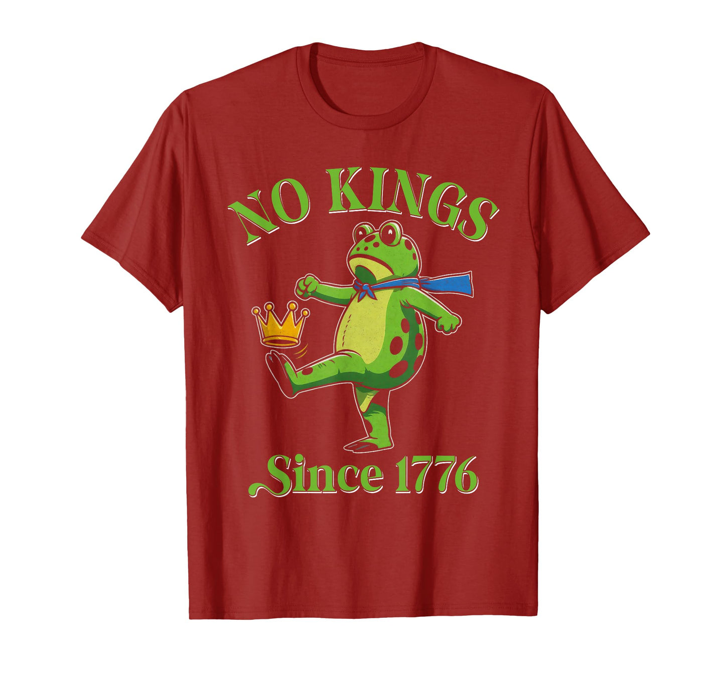 No Kings Since 1776 Portland Frog Kicking Crown Retro T-Shirt